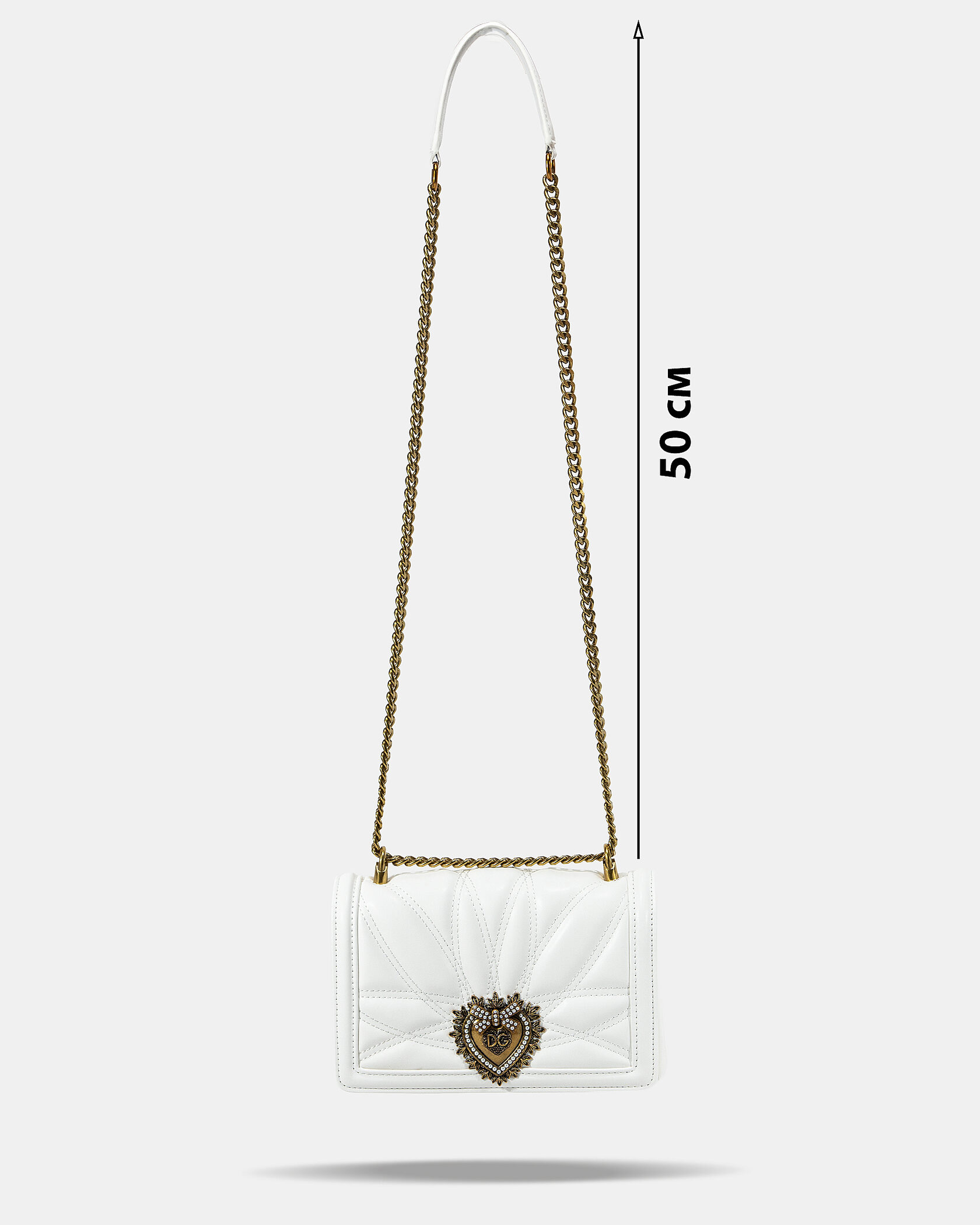 Dolce&amp;Gabbana Medium Devotion Bag in Quilted Nappa Leather White - 4