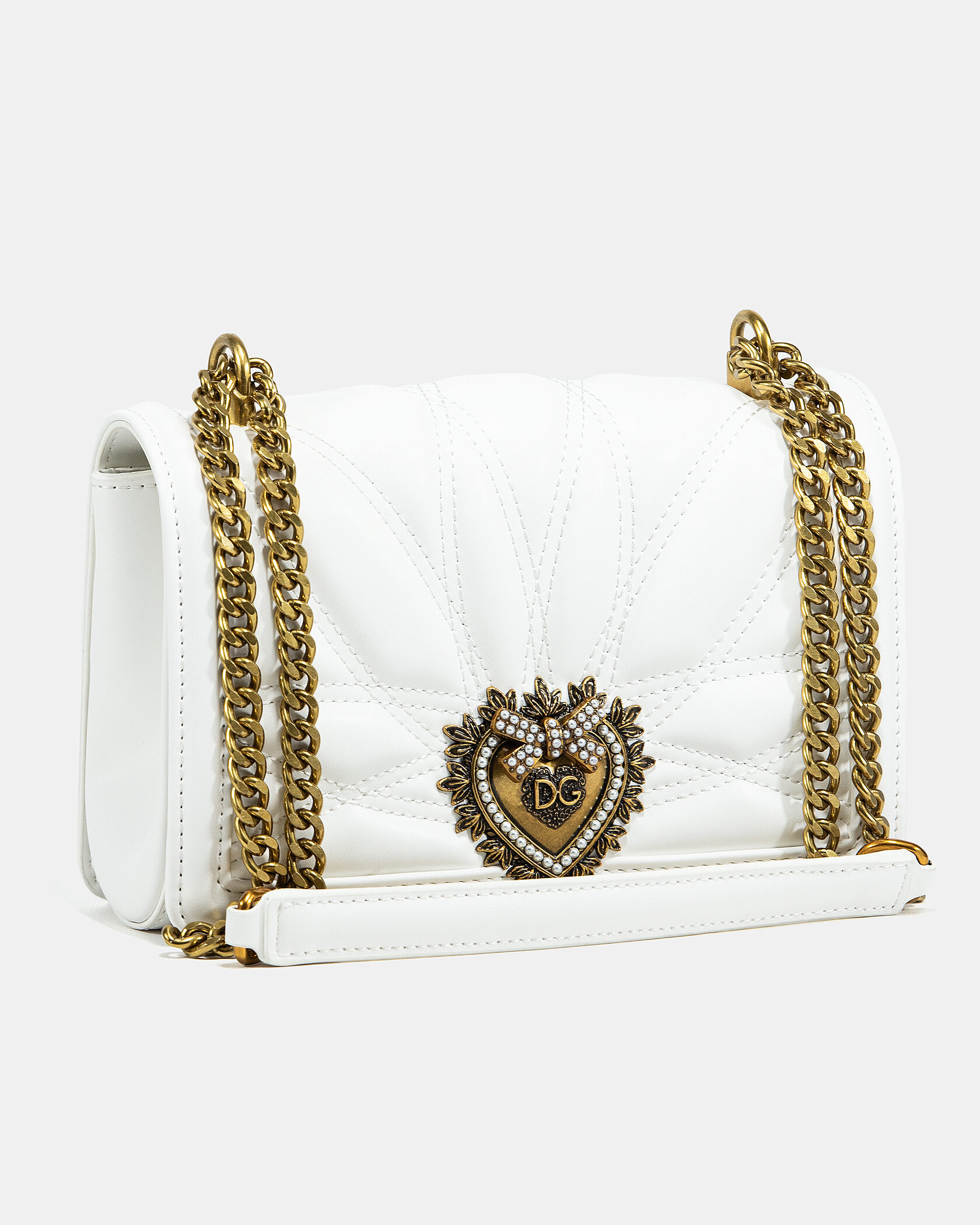Dolce&amp;Gabbana Medium Devotion Bag in Quilted Nappa Leather White - 5