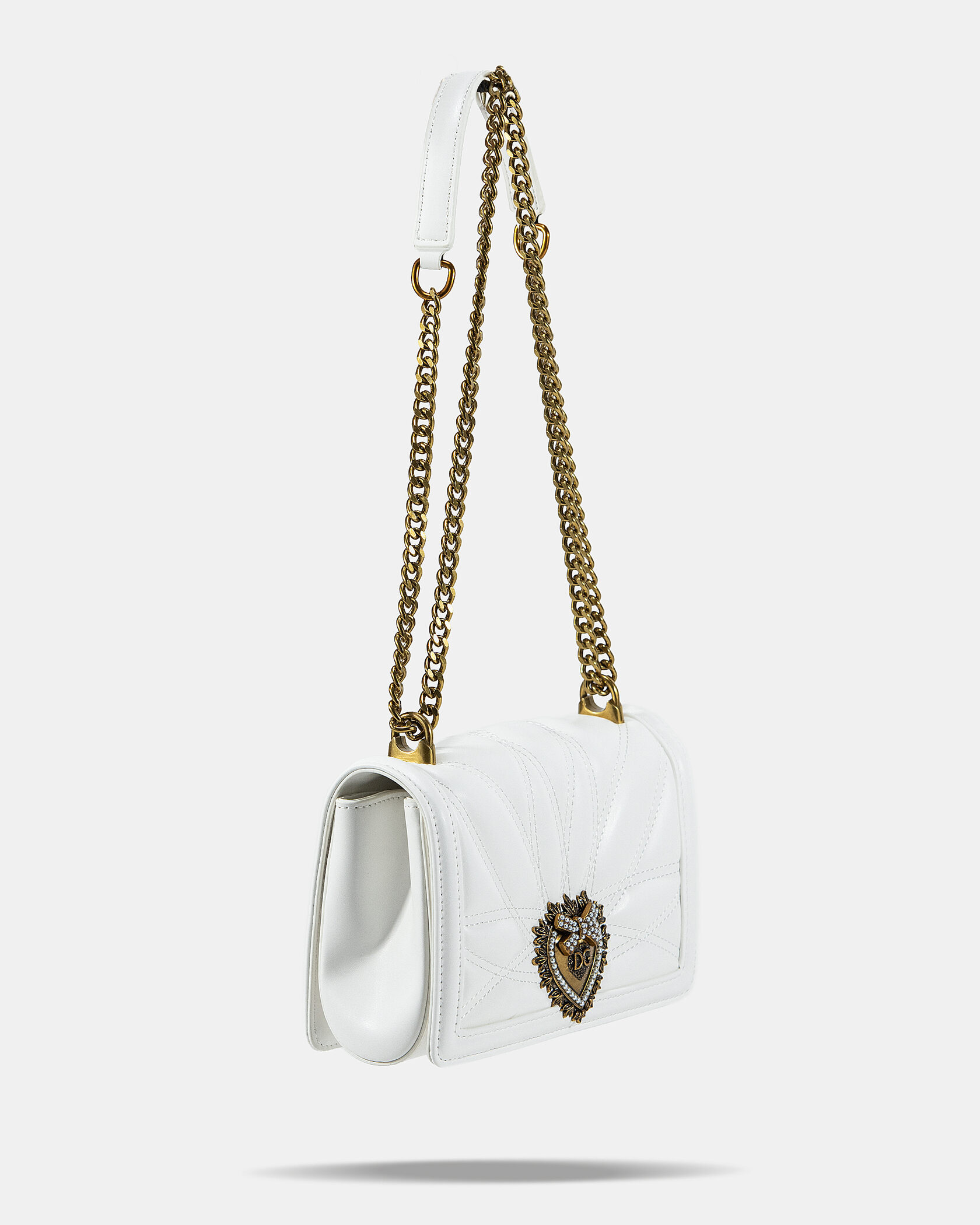 Dolce&amp;Gabbana Medium Devotion Bag in Quilted Nappa Leather White - 6