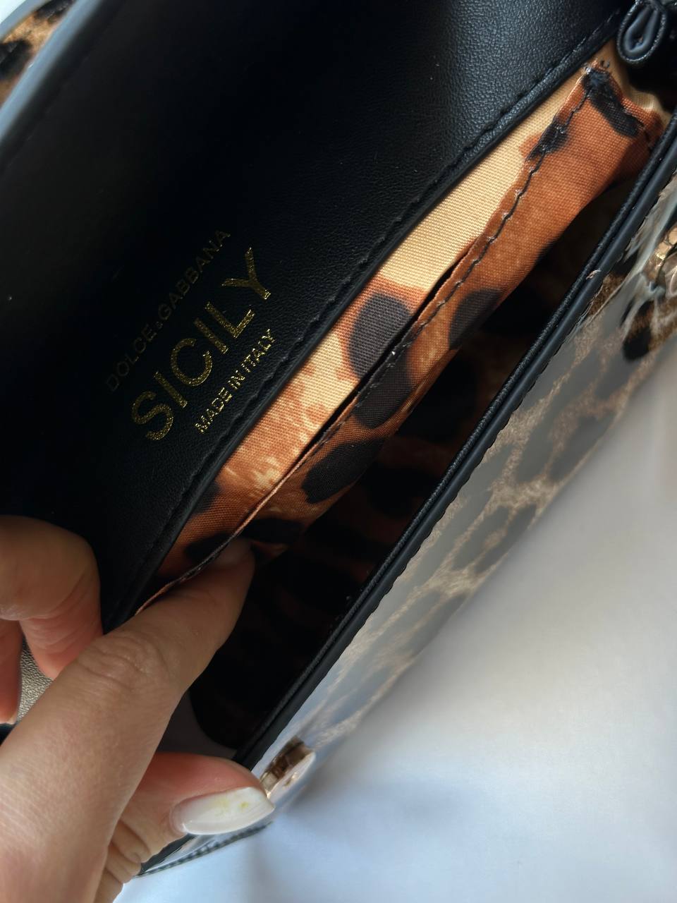 Dolce &amp; Gabbana Sicily Micro Leopard Print Patent Leather Bag - 16