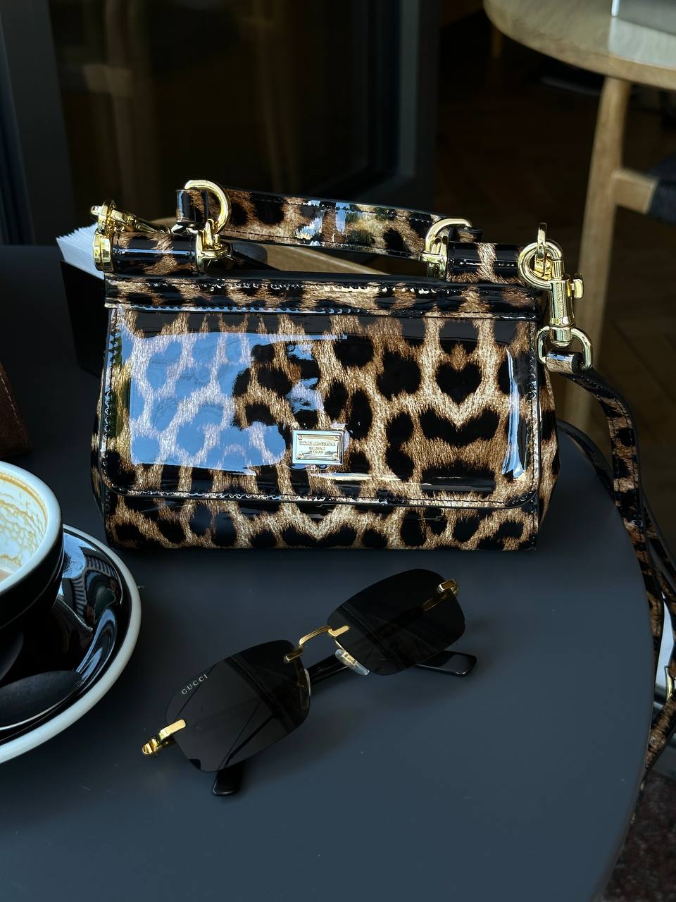 Dolce &amp; Gabbana Sicily Micro Leopard Print Patent Leather Bag - 4