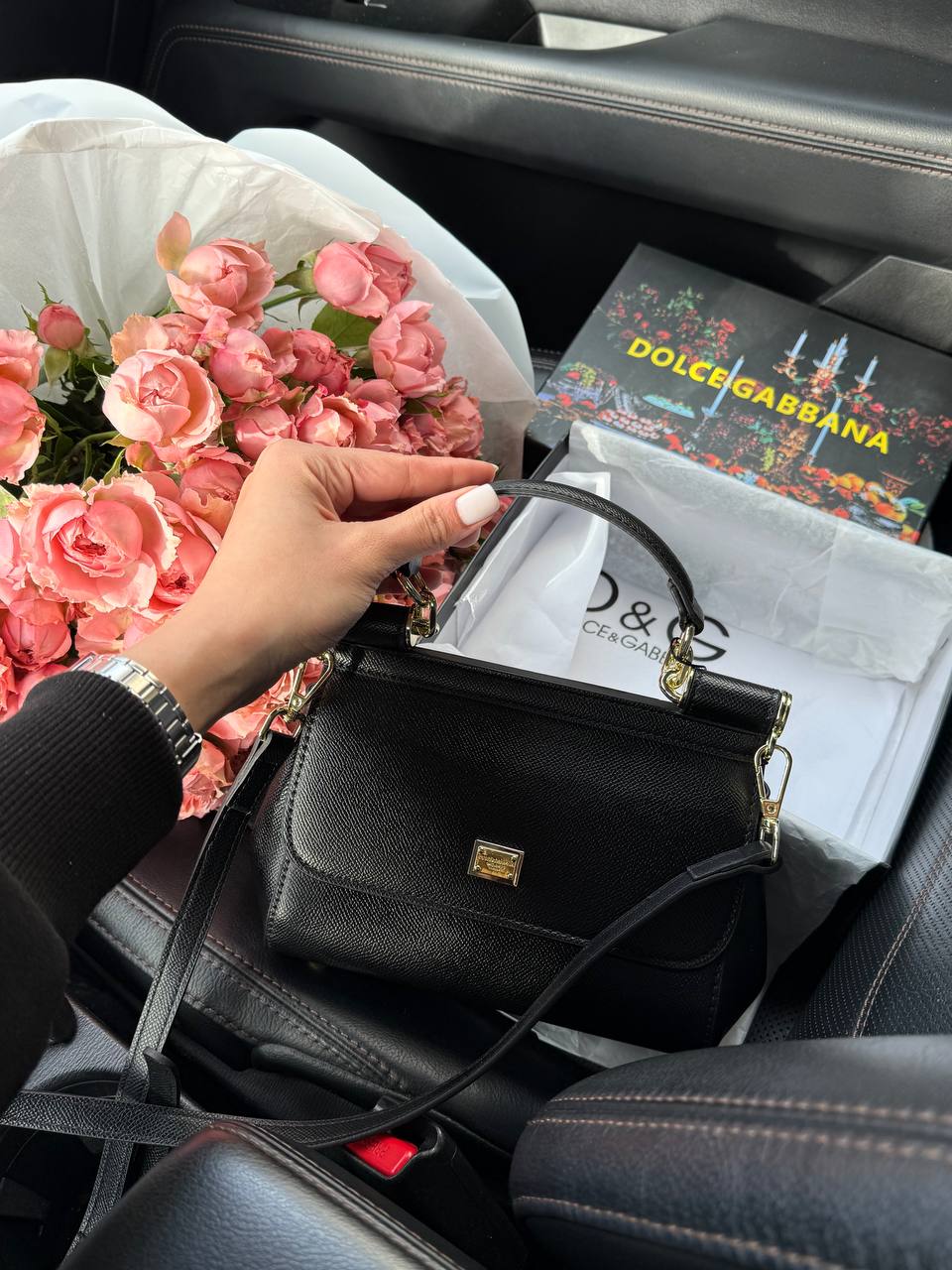 Dolce &amp; Gabbana Sicily Mini Textured-Leather Shoulder Bag in Light Black - 3