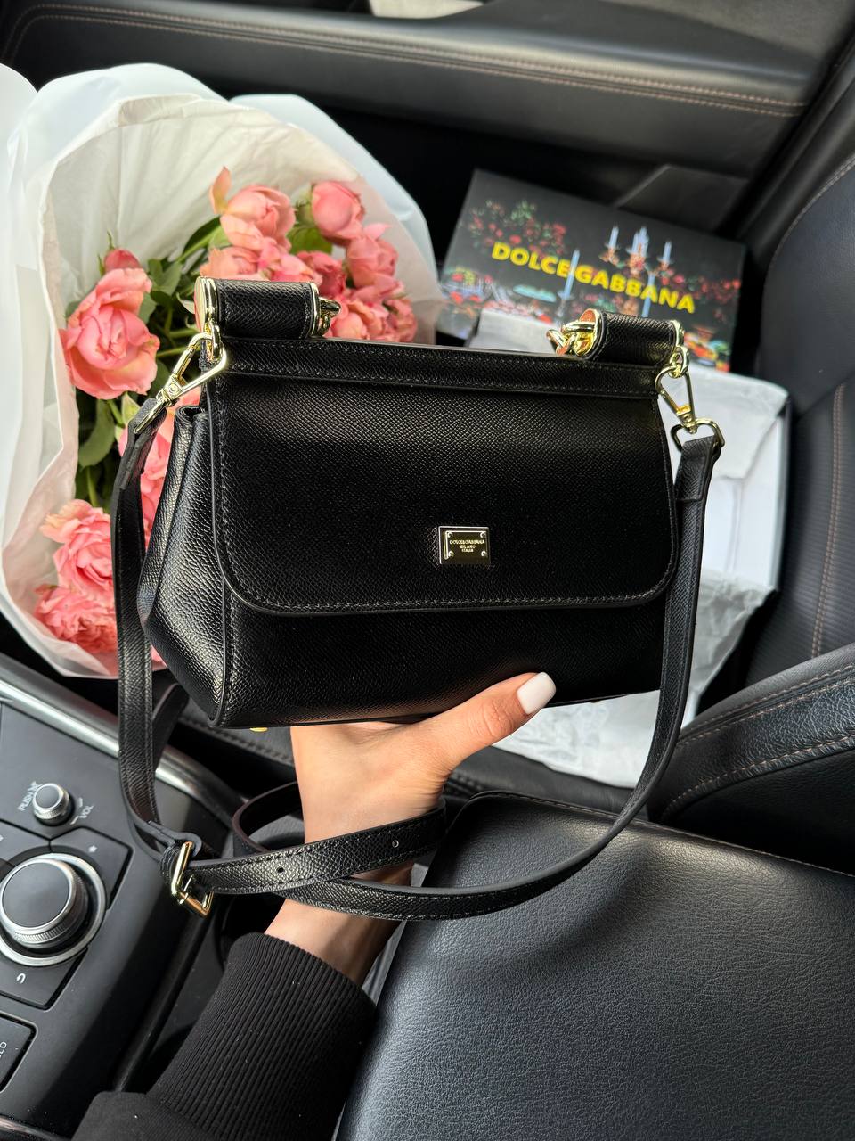 Dolce &amp; Gabbana Sicily Mini Textured-Leather Shoulder Bag in Light Black - 6