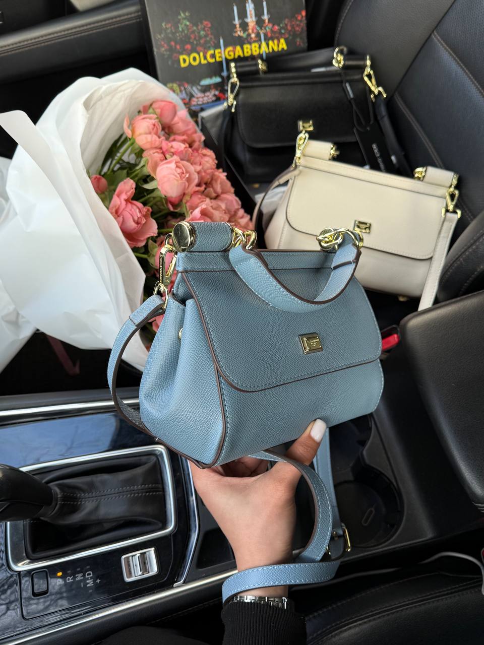 Dolce &amp; Gabbana Sicily Mini Textured-Leather Shoulder Bag in Light Blue - 5