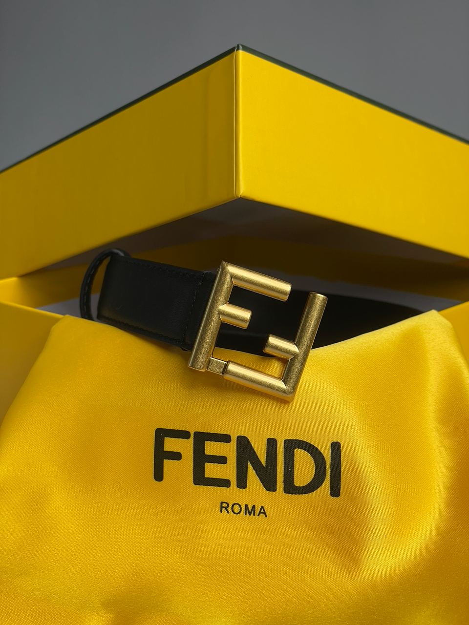 Fendi Black/Gold Leather Belt - 5