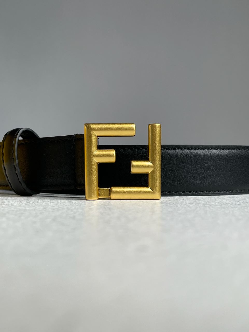 Fendi Black/Gold Leather Belt - 6