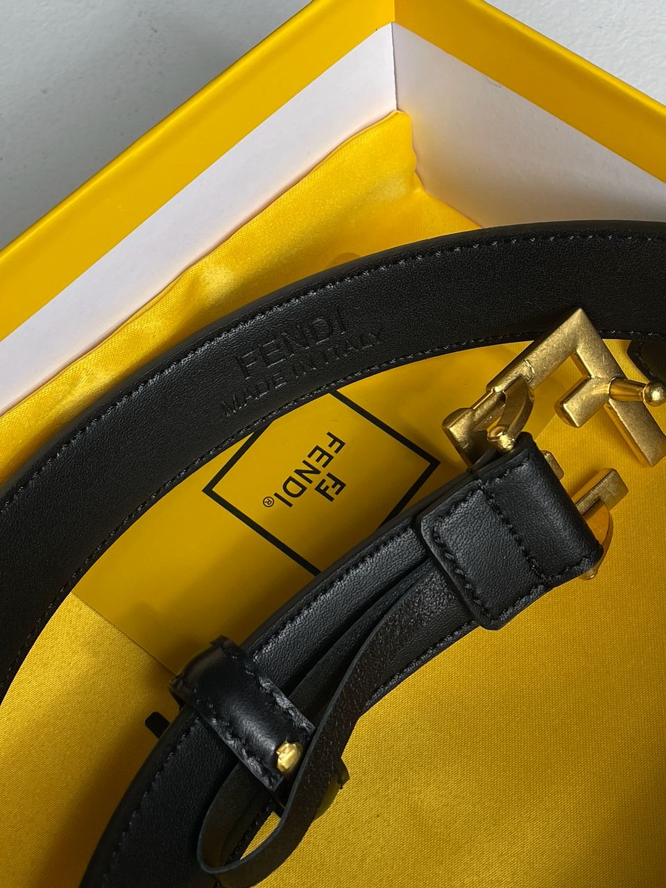 Fendi Black/Gold Leather Belt - 9