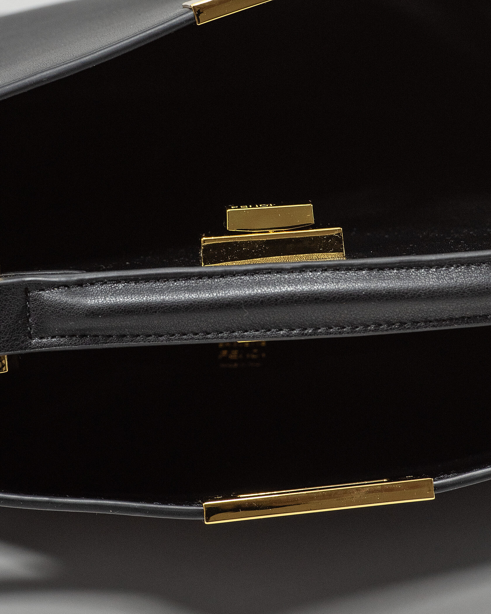 Fendi Black Leather Large Iconic Essentially Peekaboo Top Hand - 13