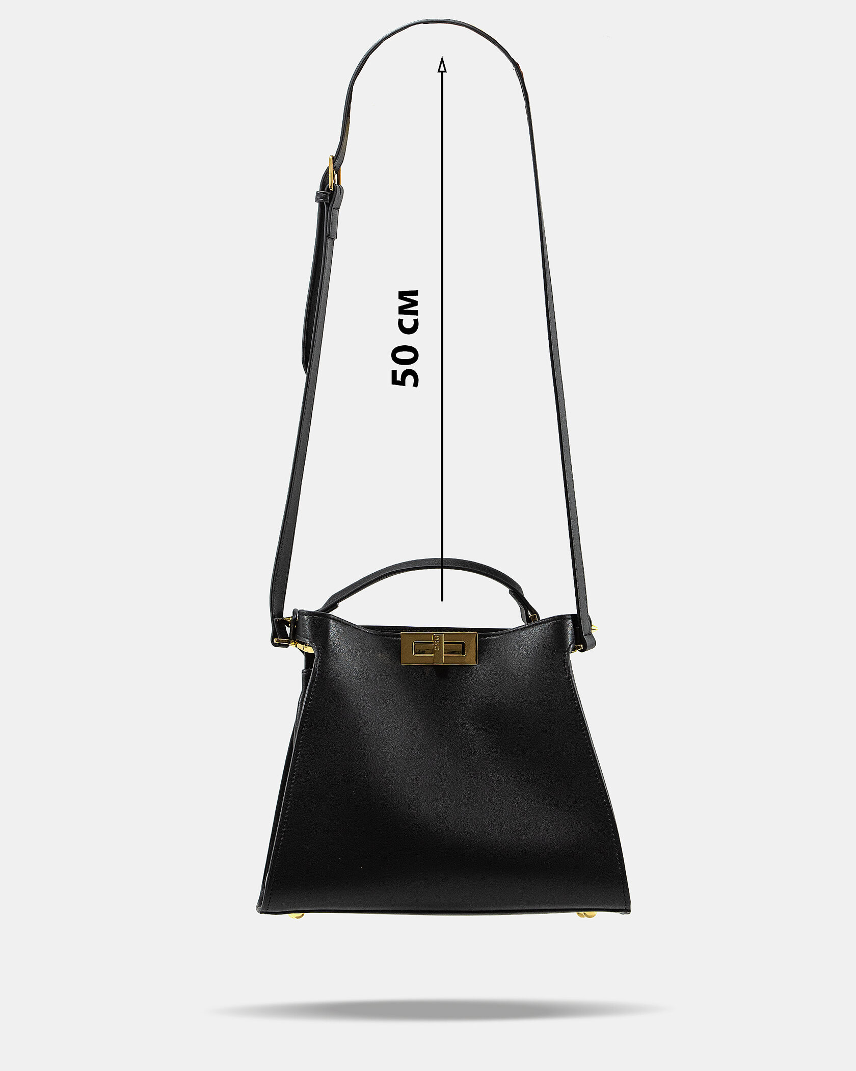 Fendi Black Leather Large Iconic Essentially Peekaboo Top Hand - 4