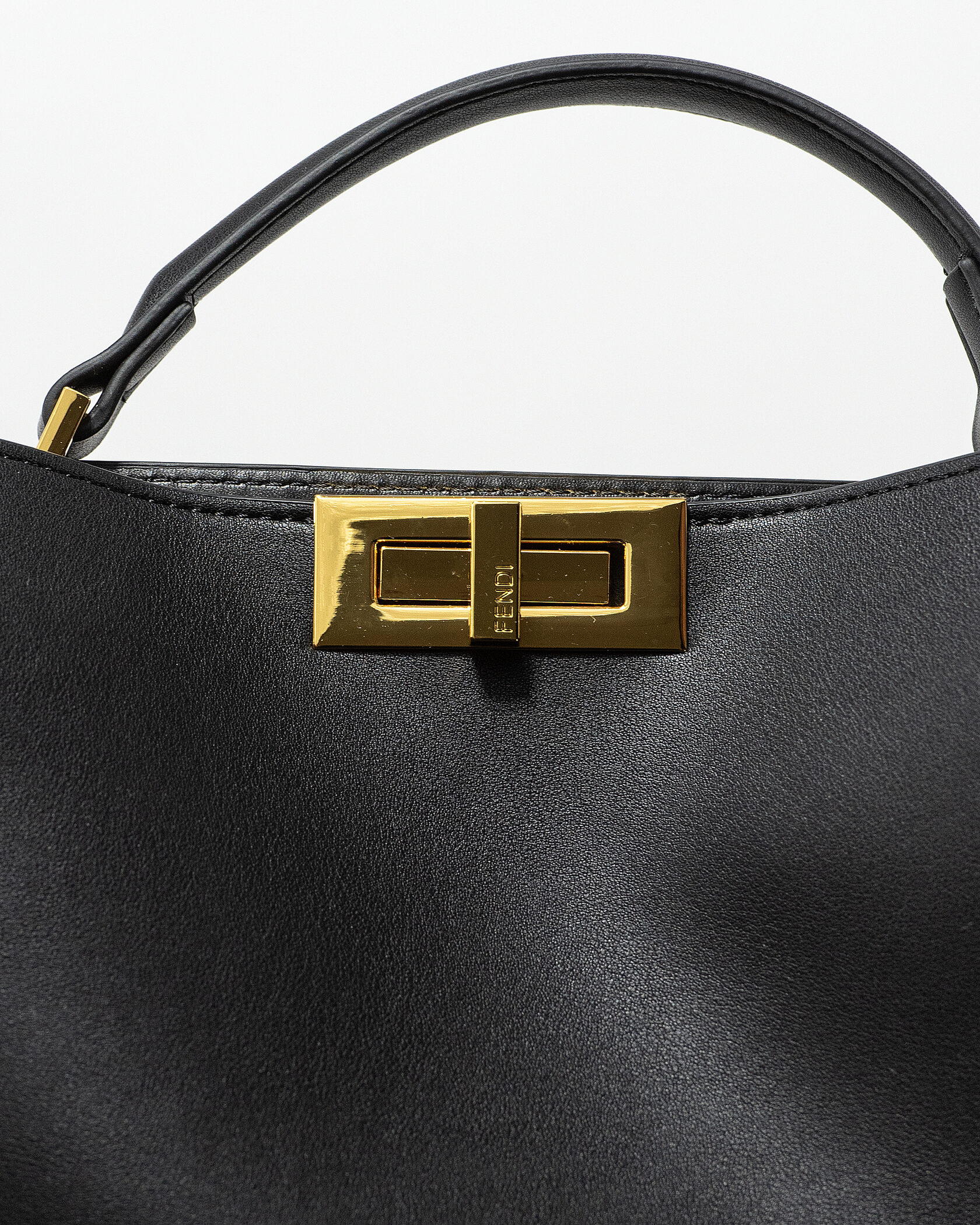 Fendi Black Leather Large Iconic Essentially Peekaboo Top Hand - 6