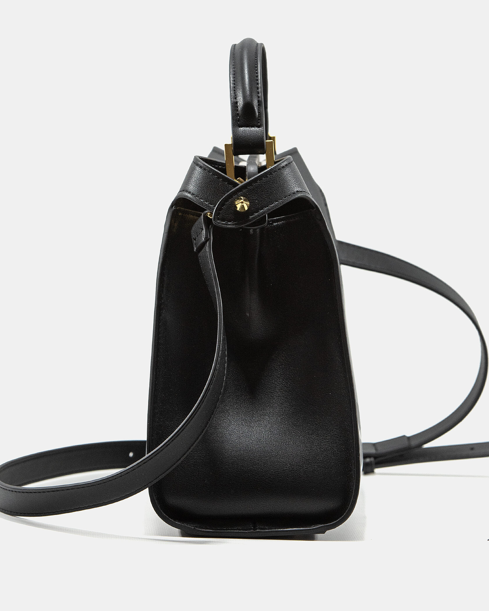 Fendi Black Leather Large Iconic Essentially Peekaboo Top Hand - 7