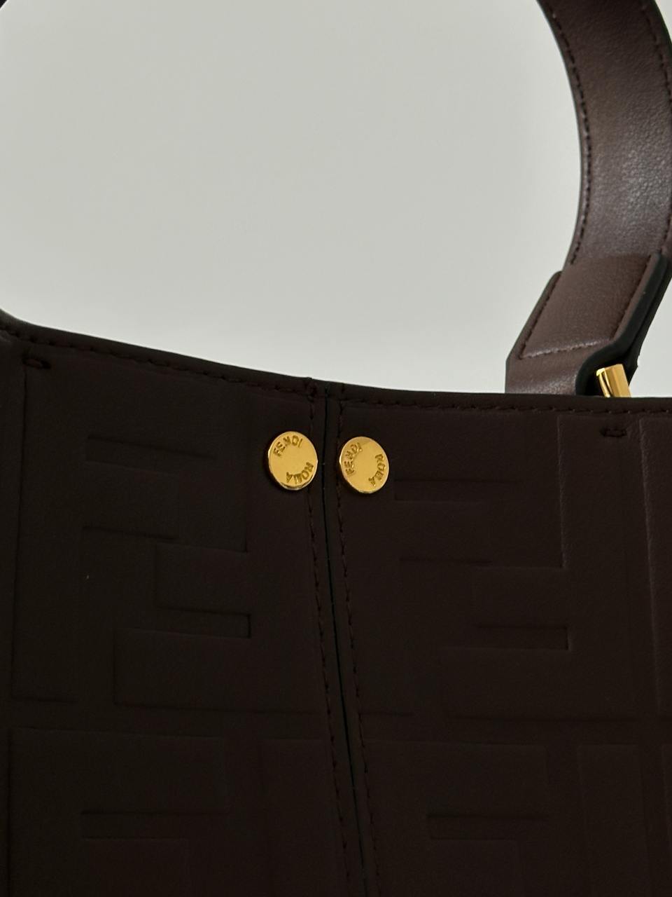 Fendi Brown Leather Large Iconic Essentially Peekaboo Top Handl - 15