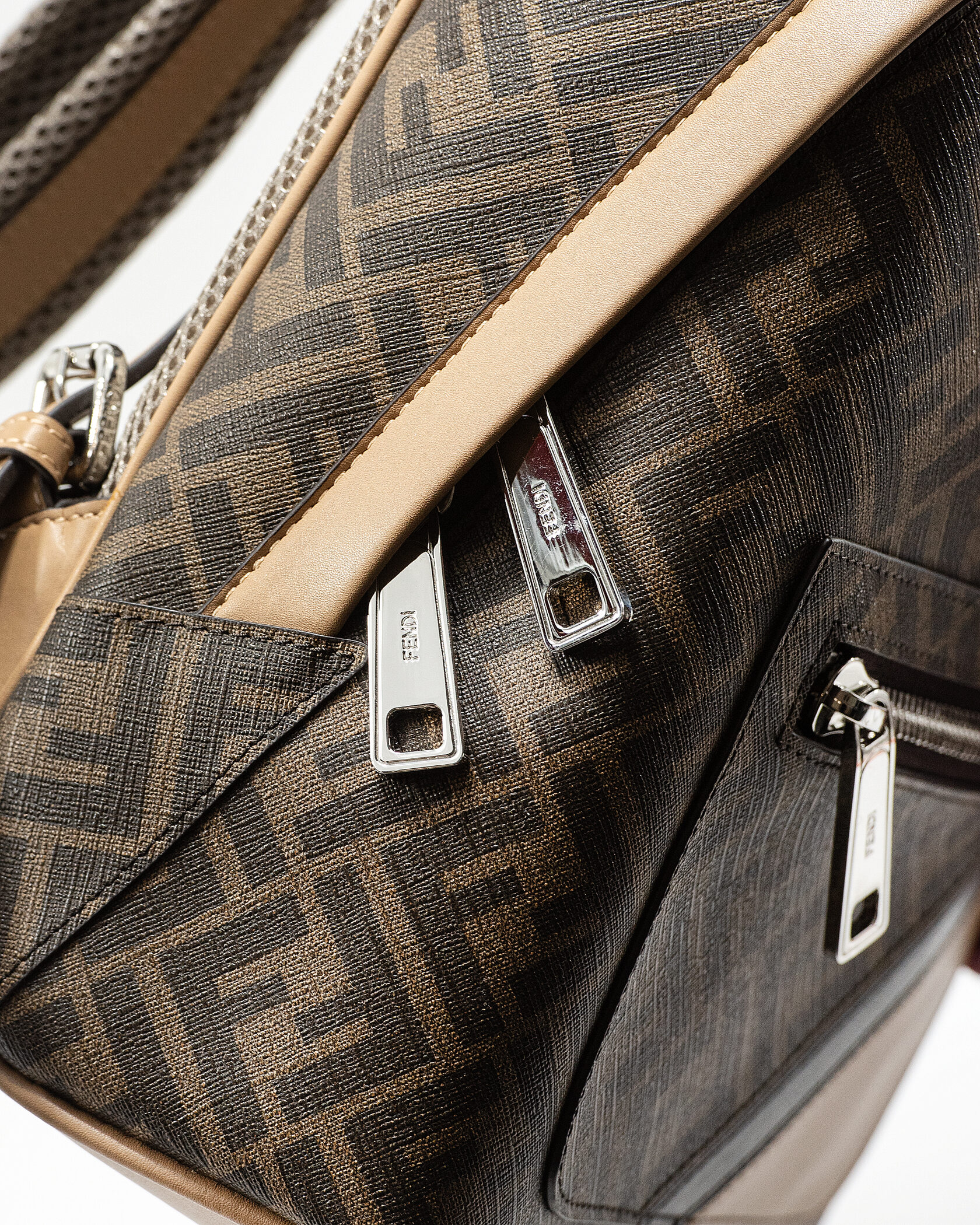 Fendi Chiodo Small Fendi Diagonal Brown FF Canvas Backpack - 9