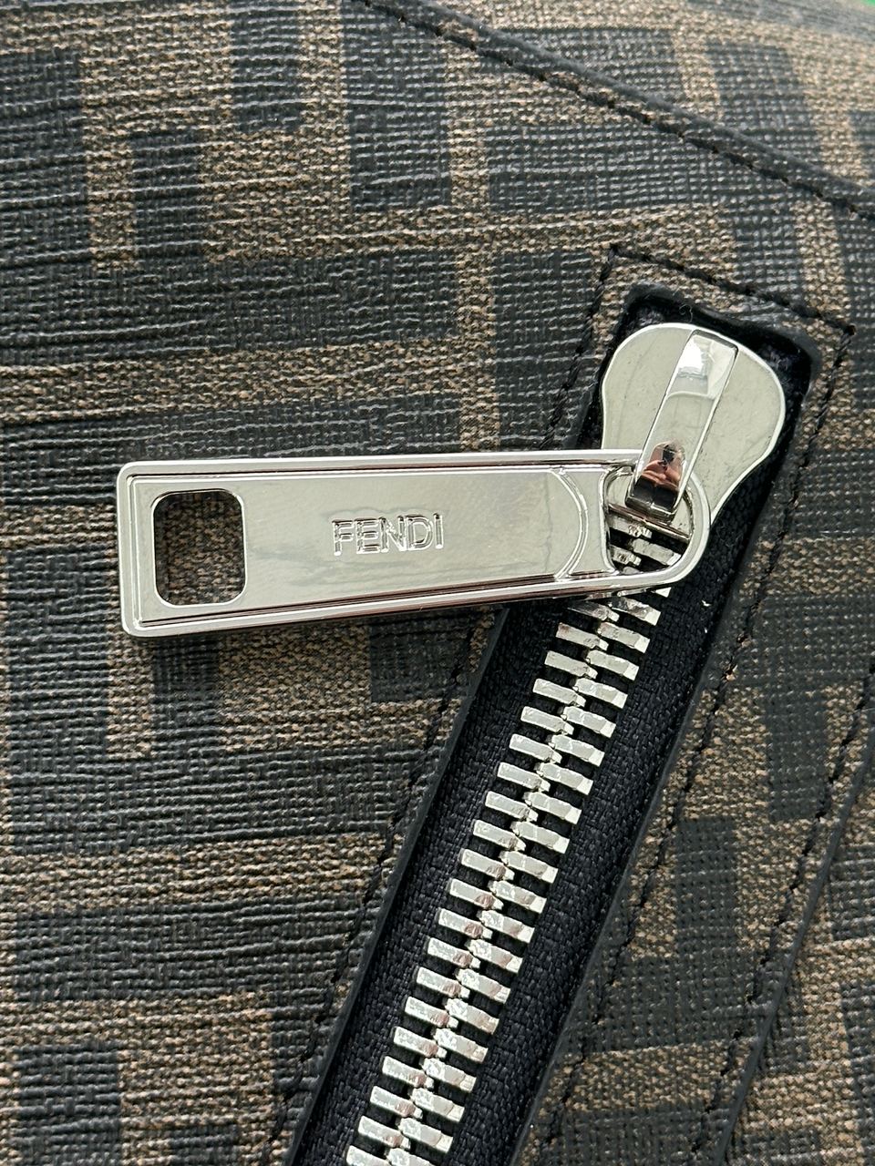 Fendi Chiodo Small Fendi Diagonal Brown FF Canvas Backpack - 15