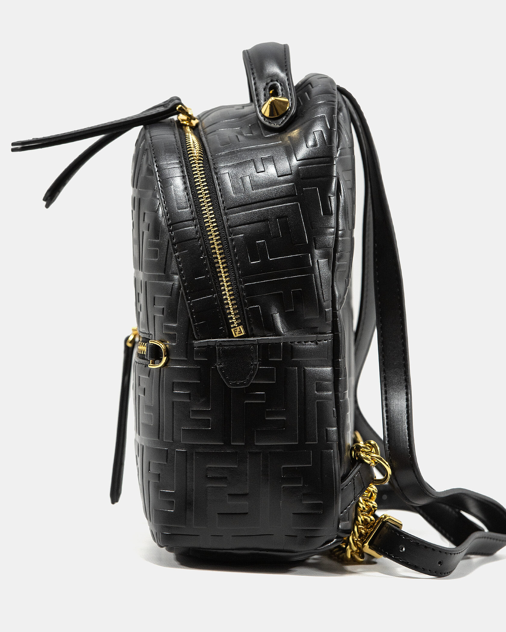 Fendi Mini Backpack in black embossed FF leather - 4