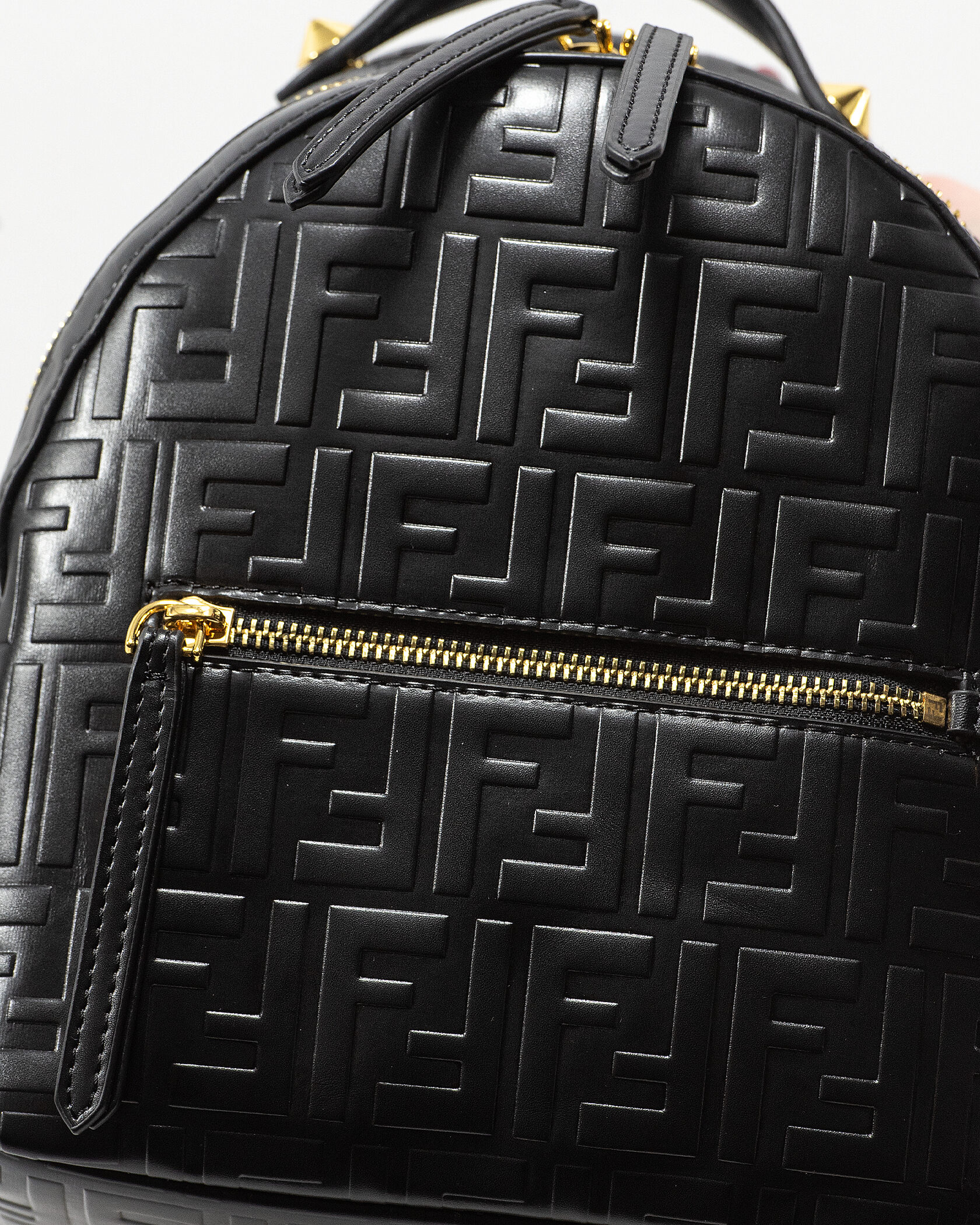 Fendi Mini Backpack in black embossed FF leather - 7