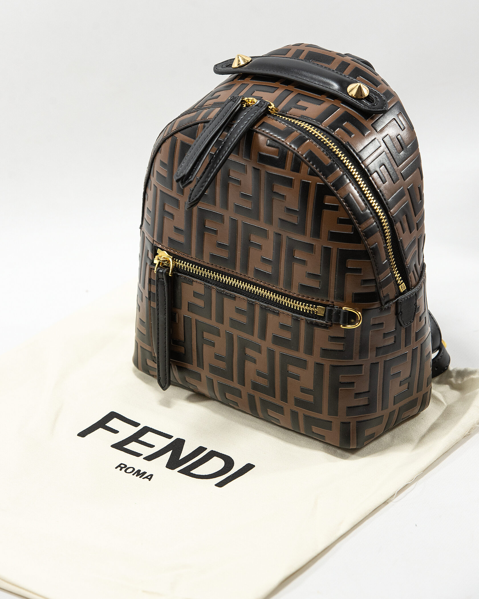 Fendi Mini Backpack in brown embossed FF leather - 2