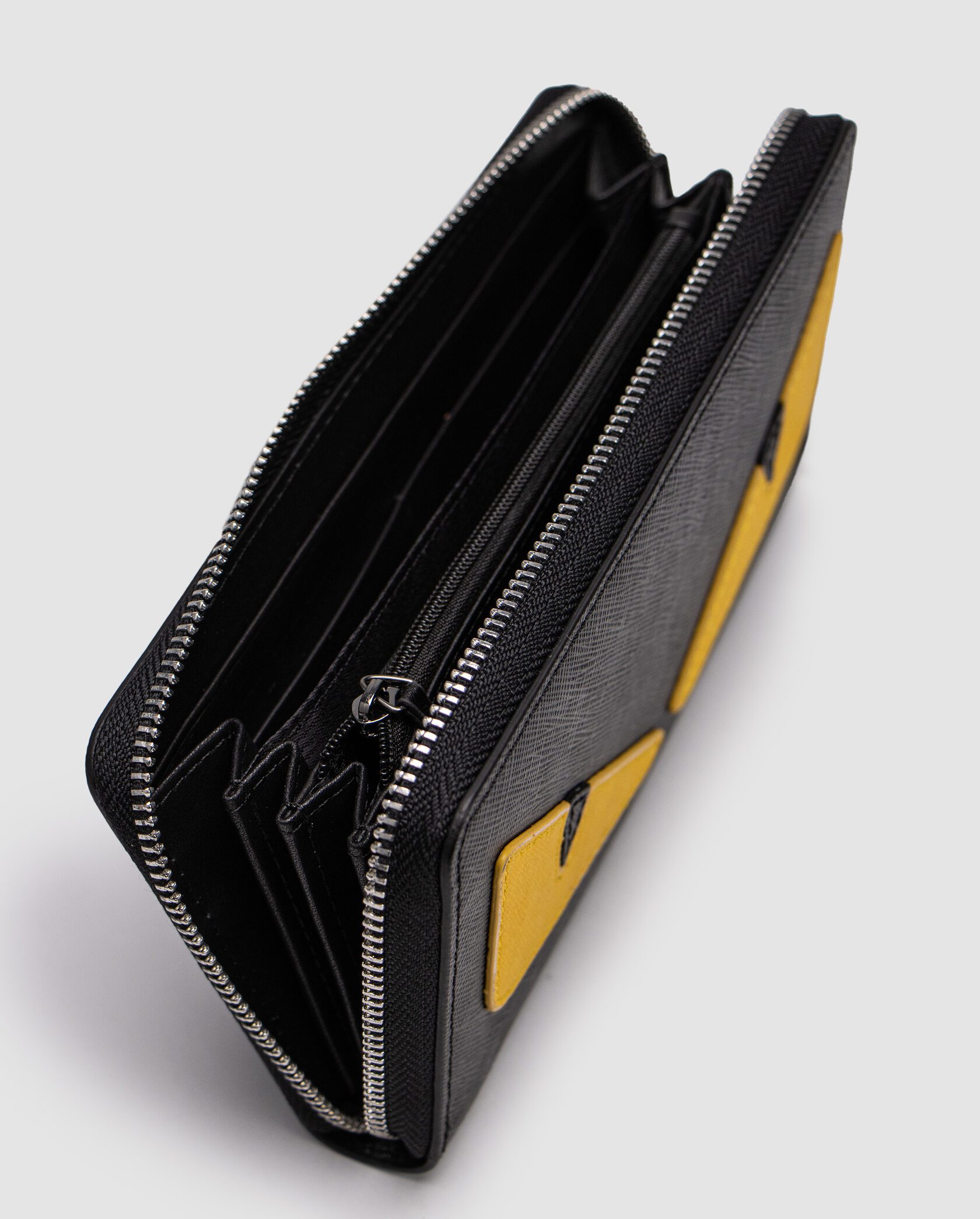 Fendi Zip Around Black Leather Wallet Fendi Eyes - 11