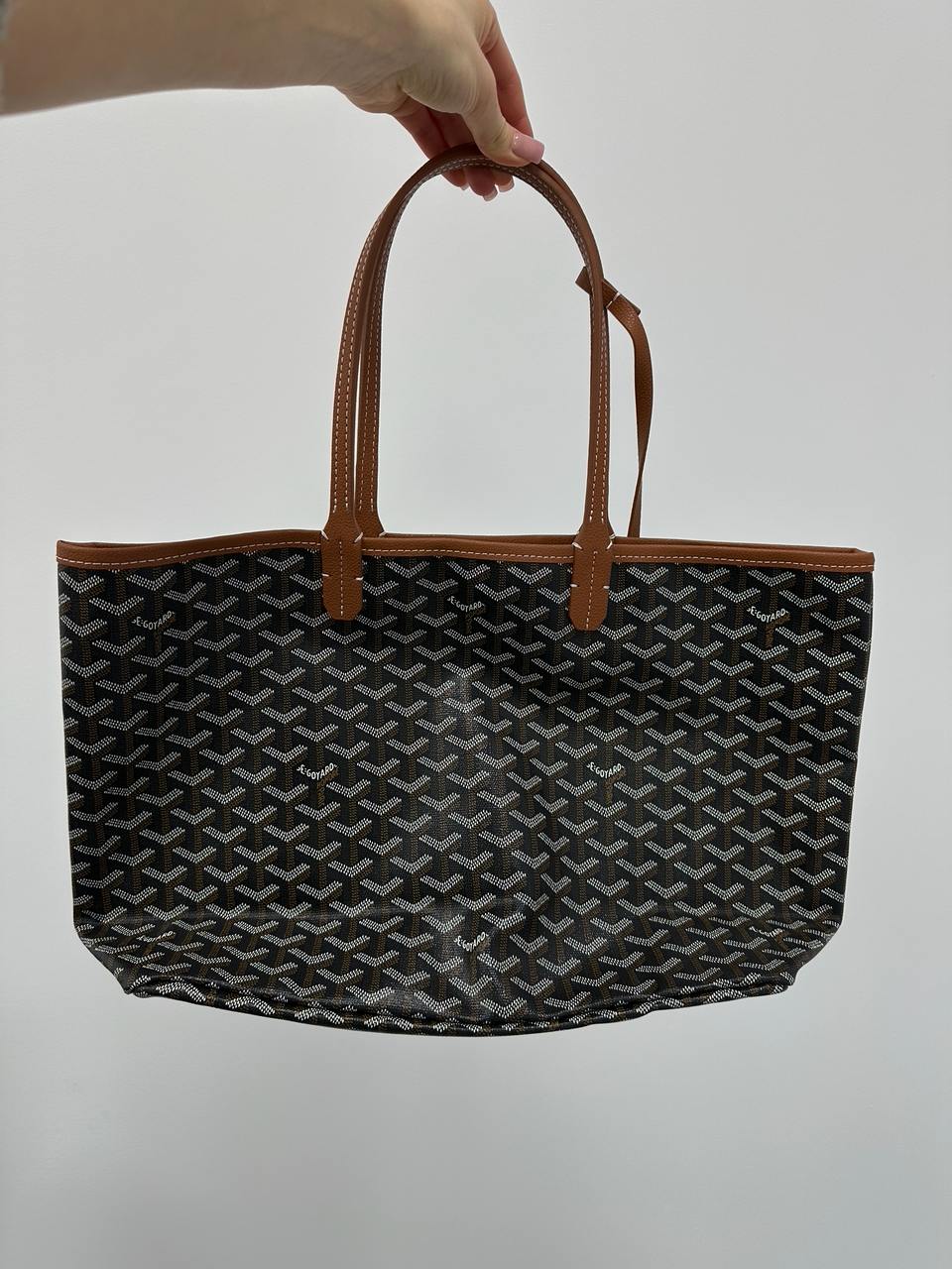 GOYARD Saint Louis PM Coated Canvas Tote bag Brown Black Ex - 4