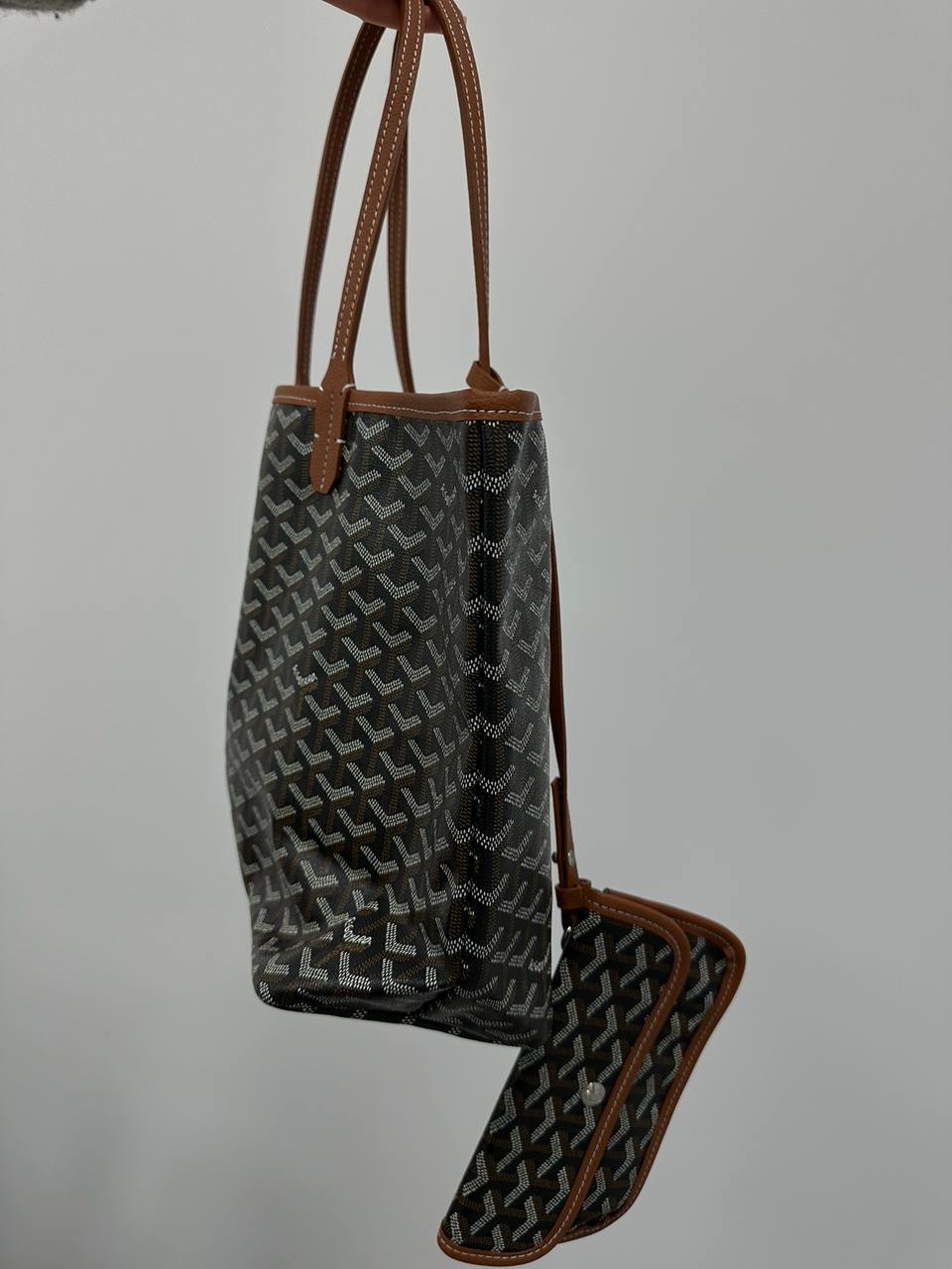 GOYARD Saint Louis PM Coated Canvas Tote bag Brown Black Ex - 6