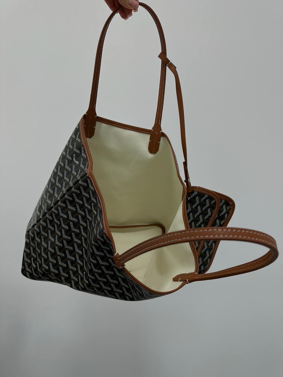 GOYARD Saint Louis PM Coated Canvas Tote bag Brown Black Ex - 9