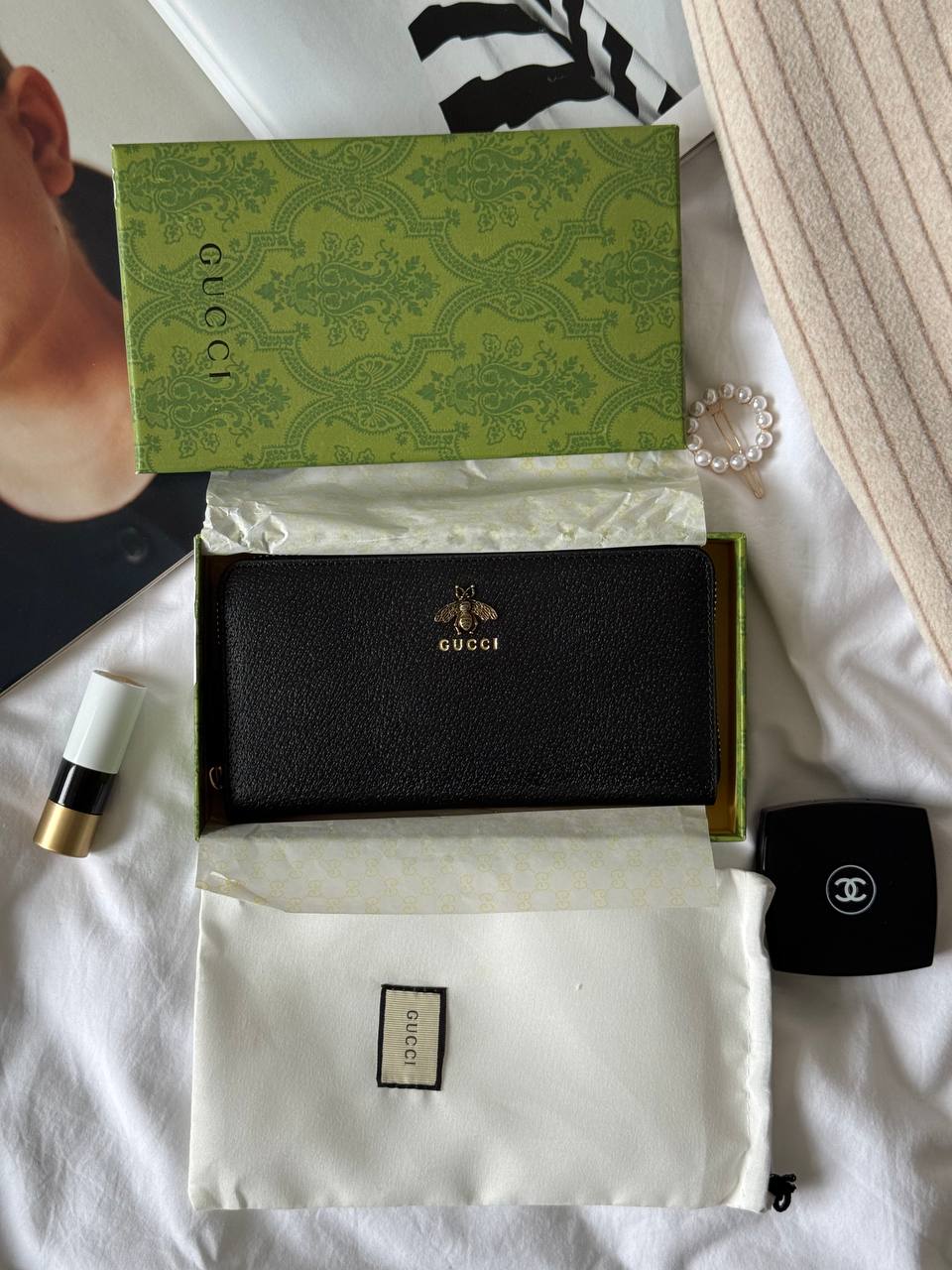 Gucci Animalier Leather Zip Around Wallet Black - 5