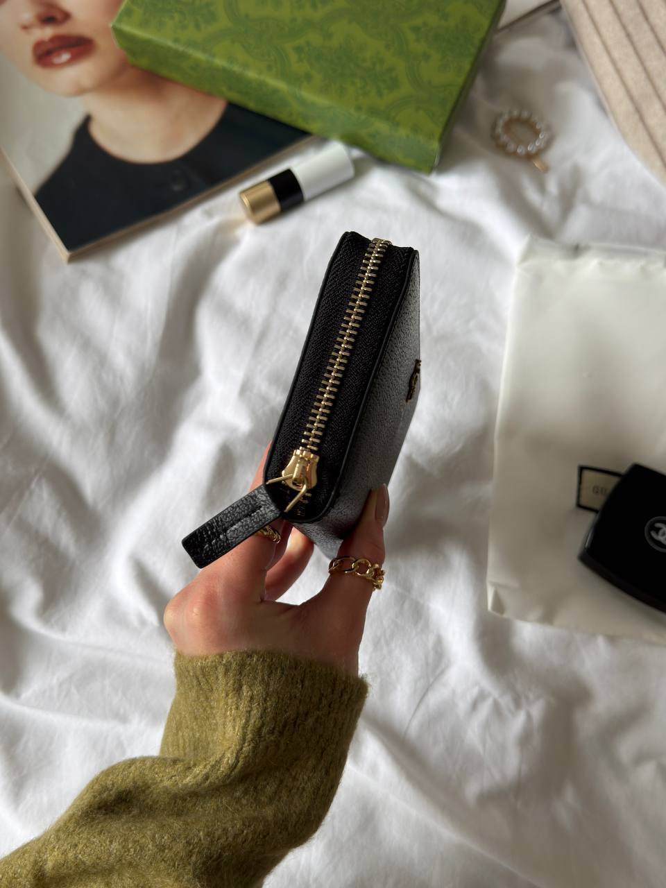 Gucci Animalier Leather Zip Around Wallet Black - 7