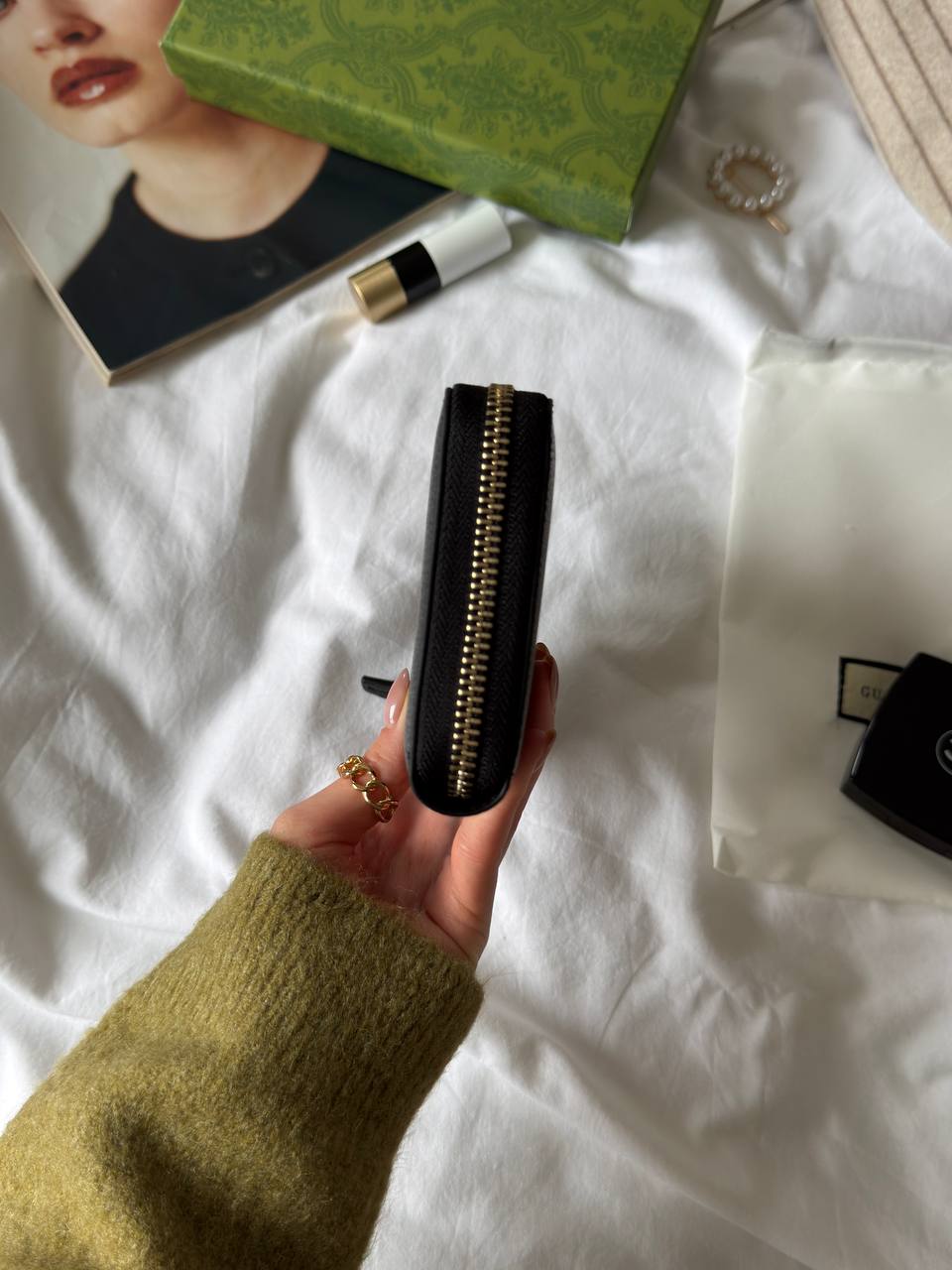 Gucci Animalier Leather Zip Around Wallet Black - 8