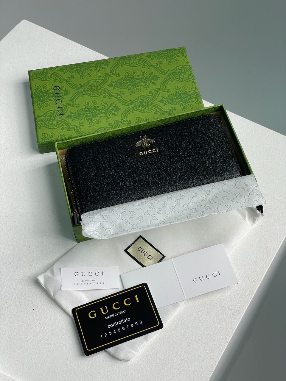 Gucci Animalier Leather Zip Around Wallet Black - 2