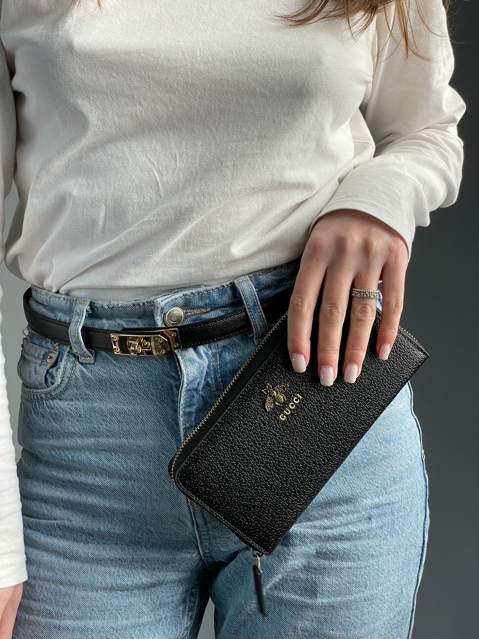 Gucci Animalier Leather Zip Around Wallet Black - 3