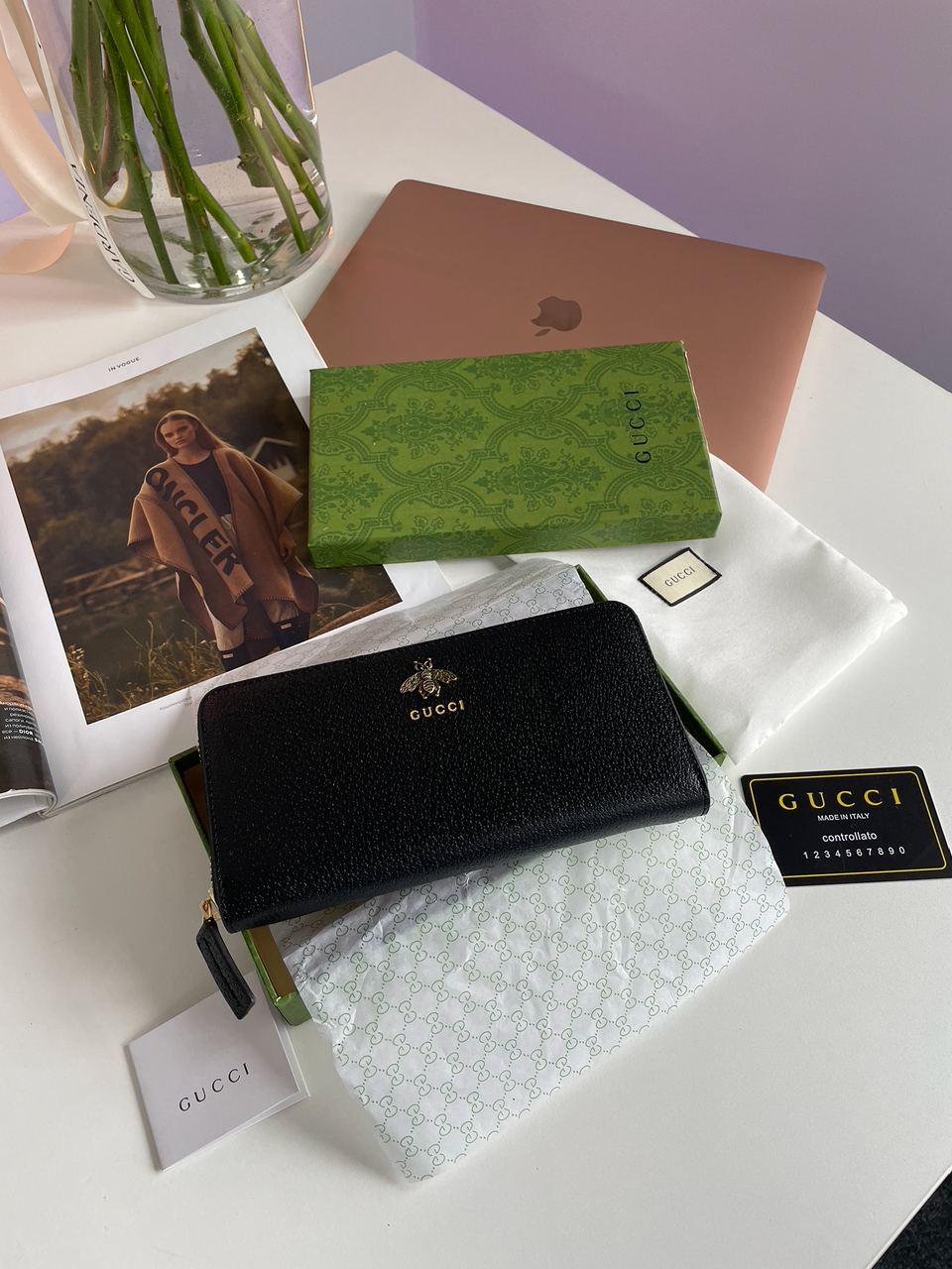 Gucci Animalier Leather Zip Around Wallet Black - 4