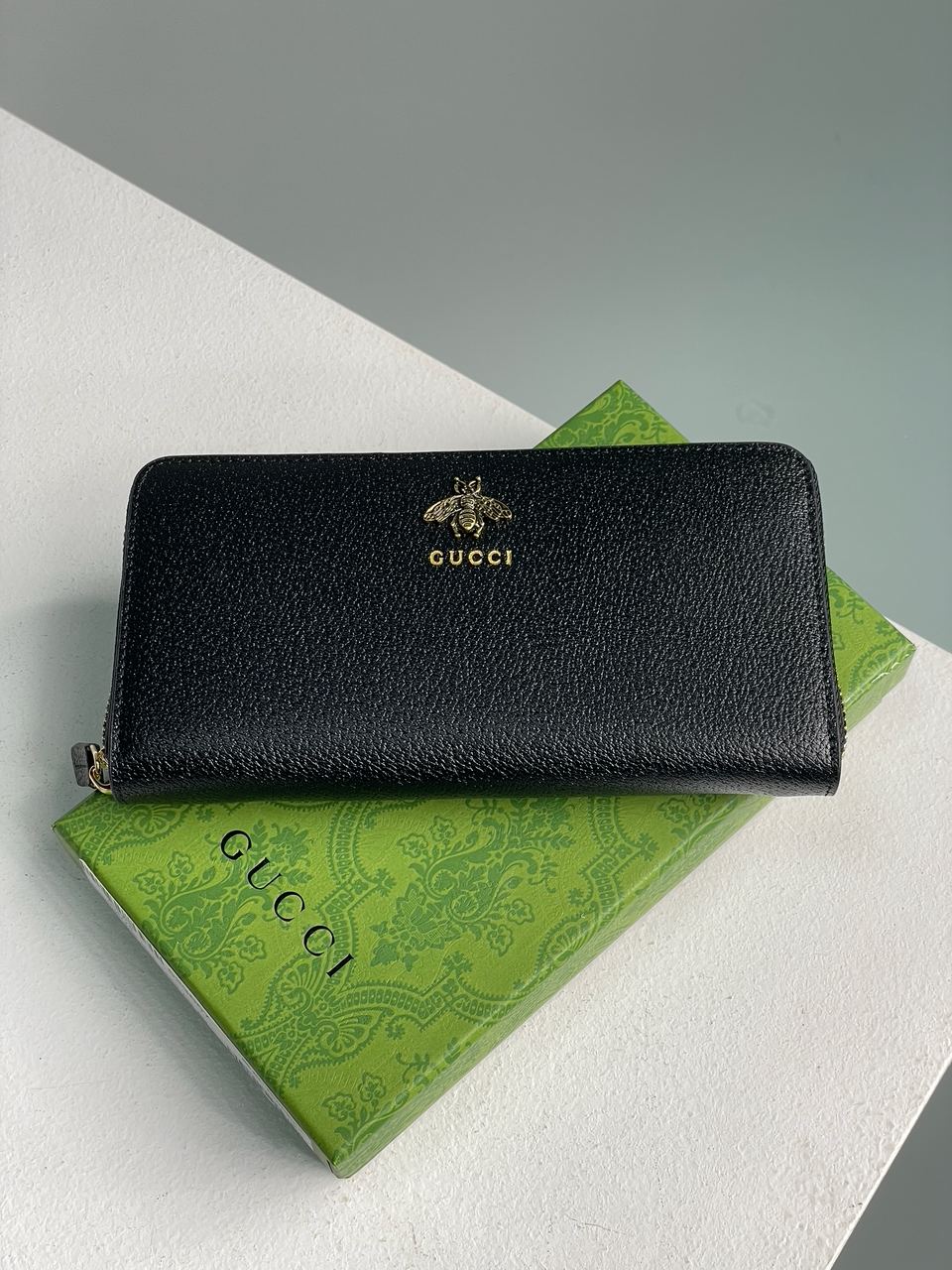 Gucci Animalier Leather Zip Around Wallet Black - 5