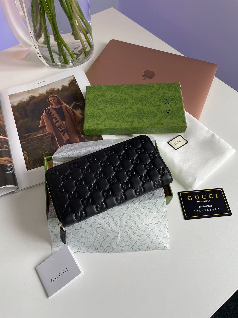 Gucci Black Guccissima Zip-Around Wallet - 4