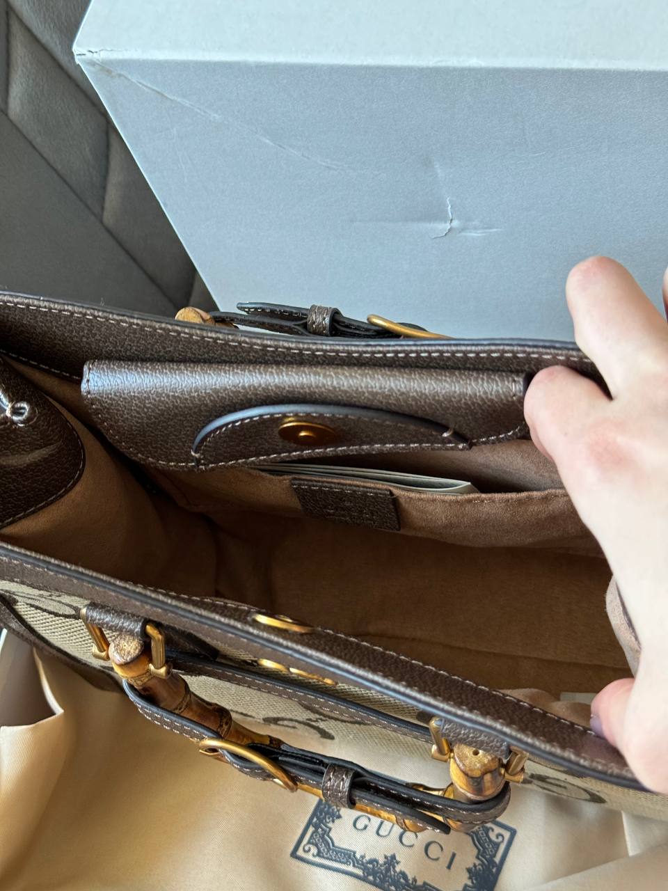 Gucci Diana Jumbo GG Medium Tote Bag Beige Gold - 11