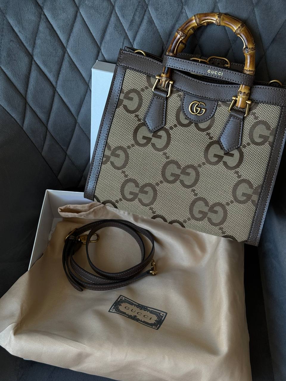 Gucci Diana Jumbo GG Medium Tote Bag Beige Gold - 3