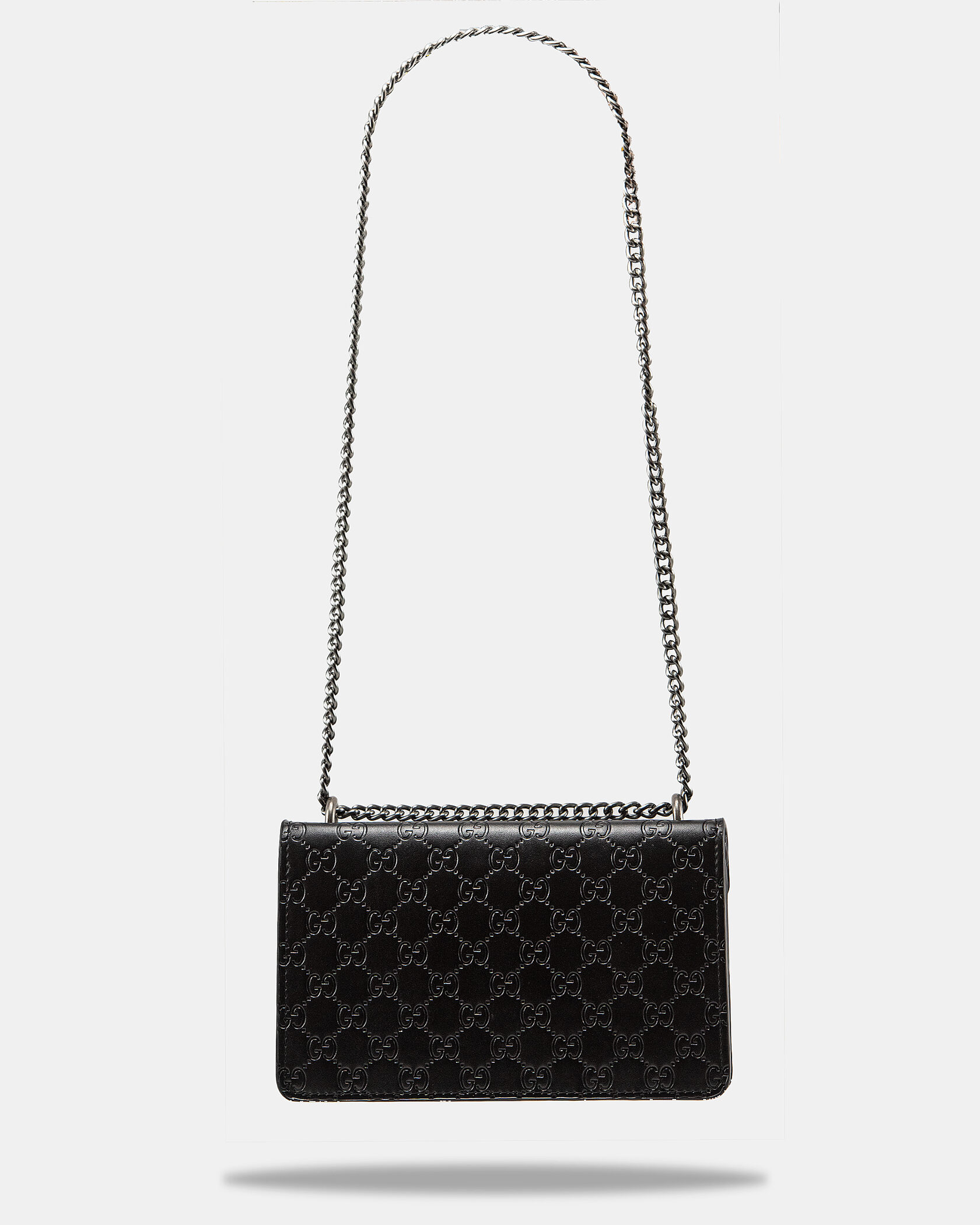 Gucci Dionysus Small Shoulder Bag in Black Embossed Leather - 6