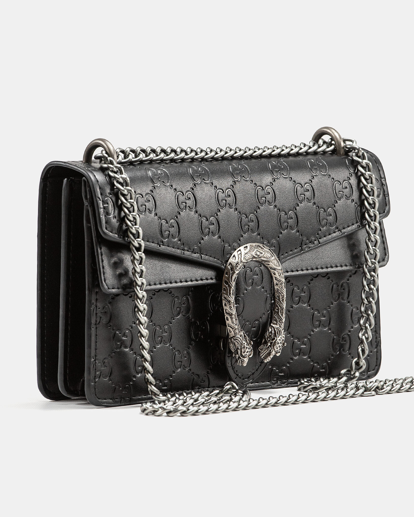 Gucci Dionysus Small Shoulder Bag in Black Embossed Leather - 7