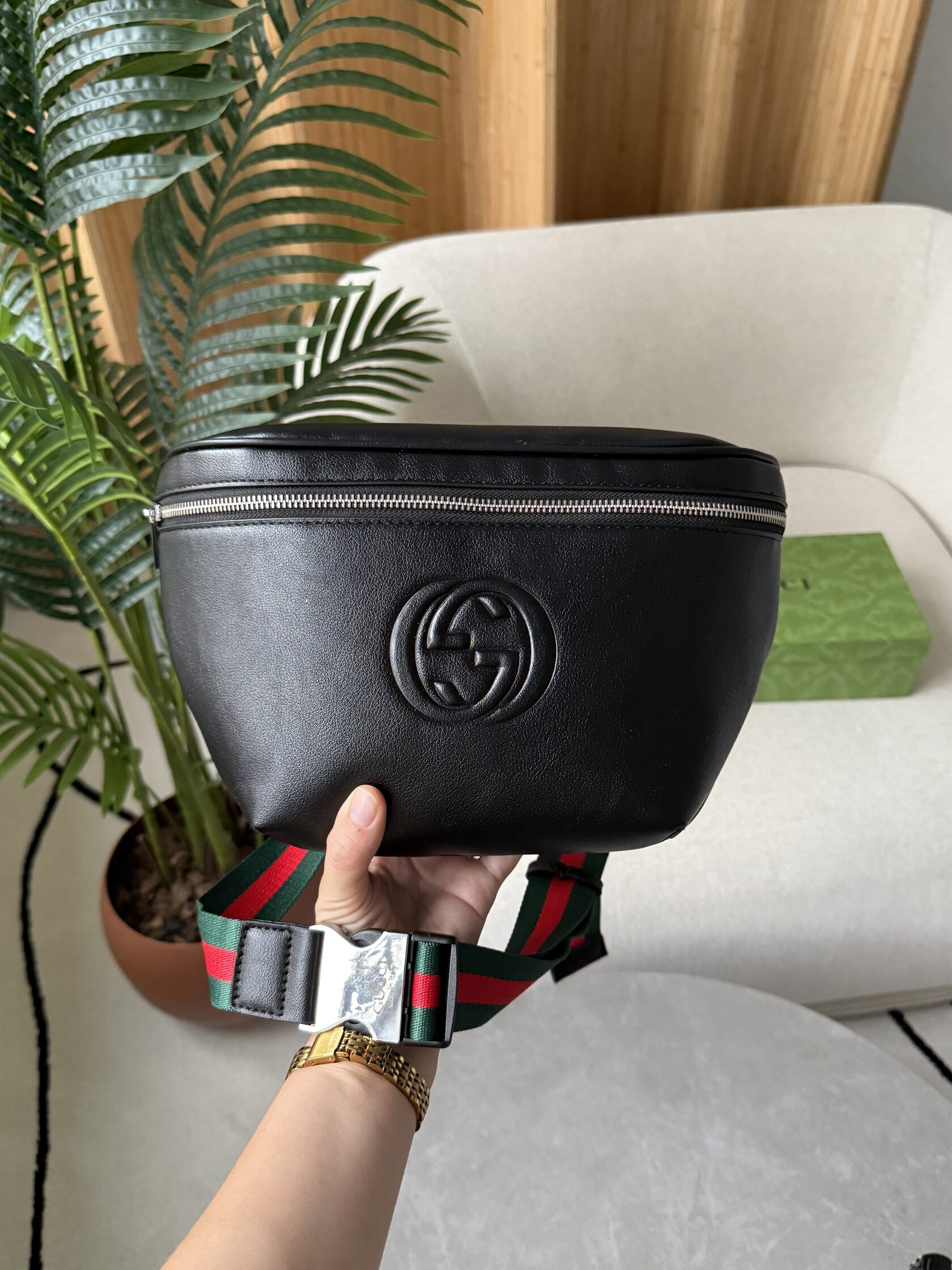 Gucci GG Leather Belt Bag Black - 5