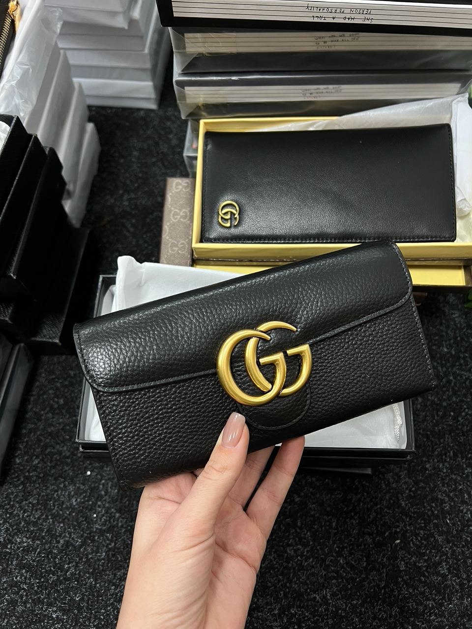 Gucci GG Marmont Button Wallet Black/Gold - 6