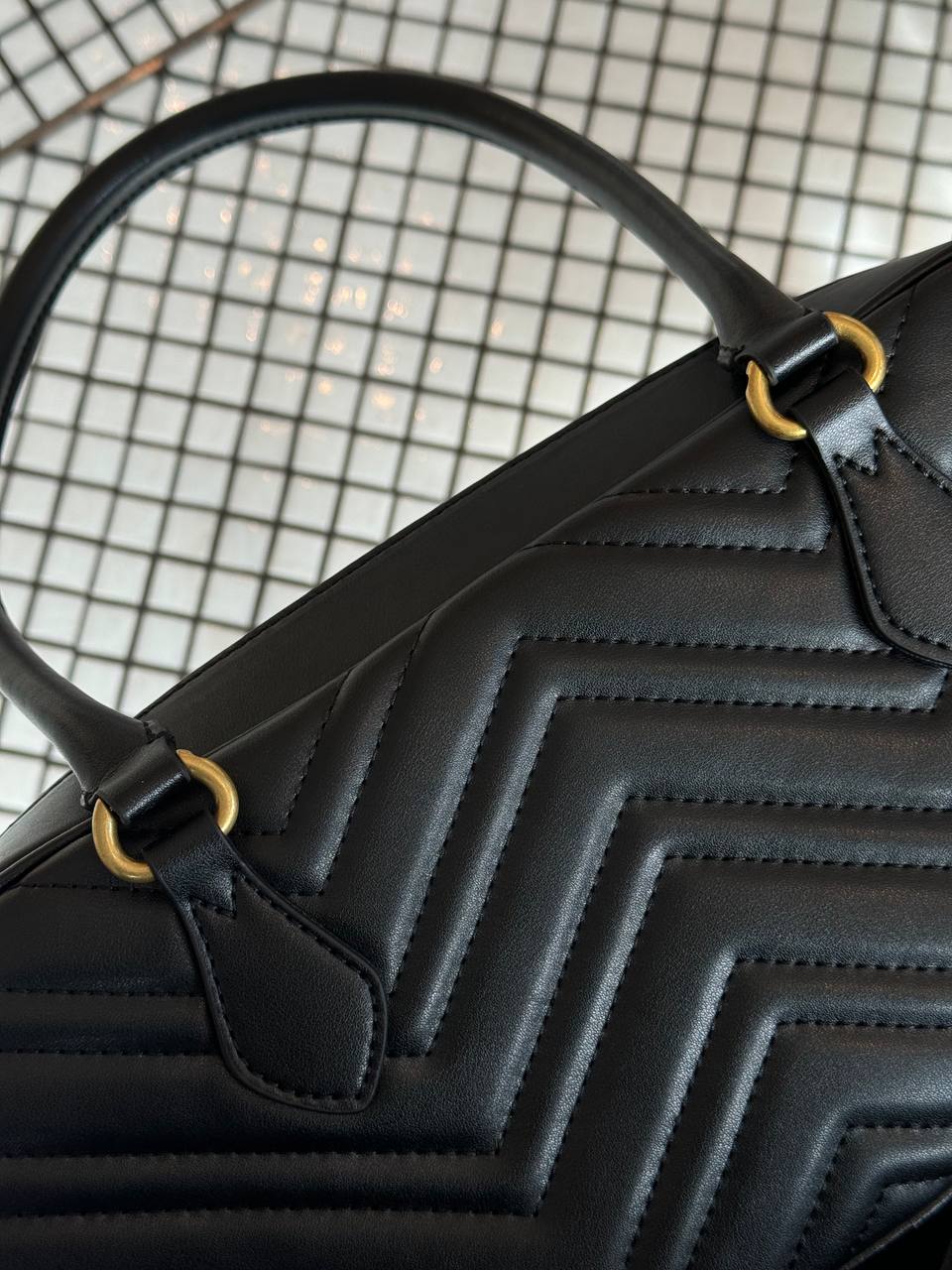 Gucci GG Marmont Small Top Handle Bag in Black Matelassé Leather - 12