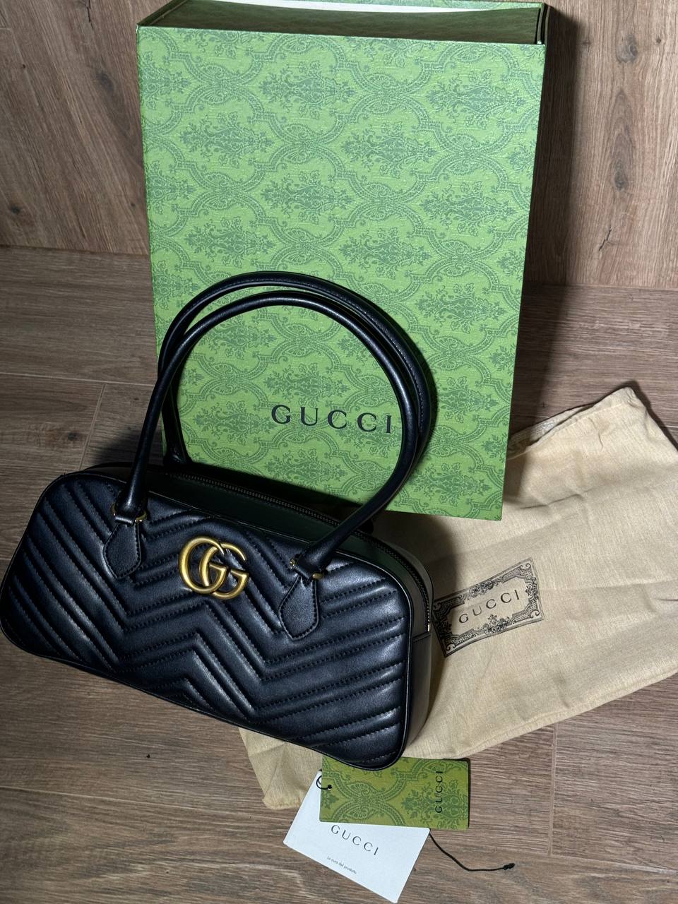Gucci GG Marmont Small Top Handle Bag in Black Matelassé Leather - 5