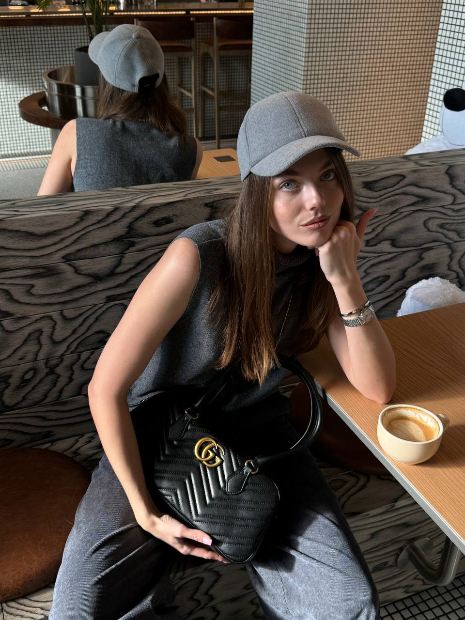 Gucci GG Marmont Small Top Handle Bag in Black Matelassé Leather - 9