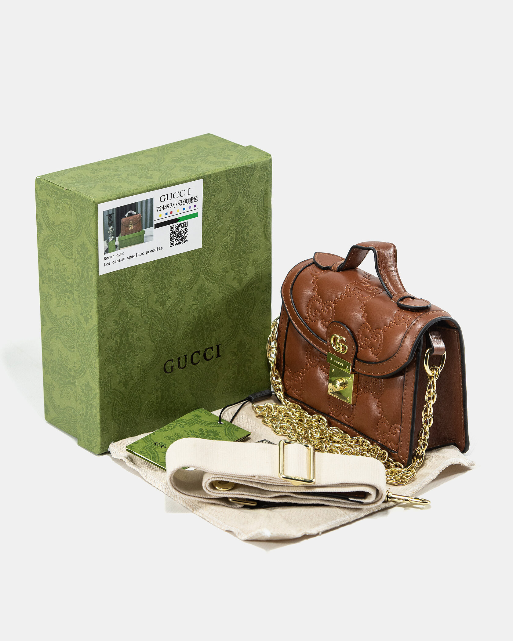 Gucci GG Marmont Small Top Handle Bag in Brown Embossed Leather - 2