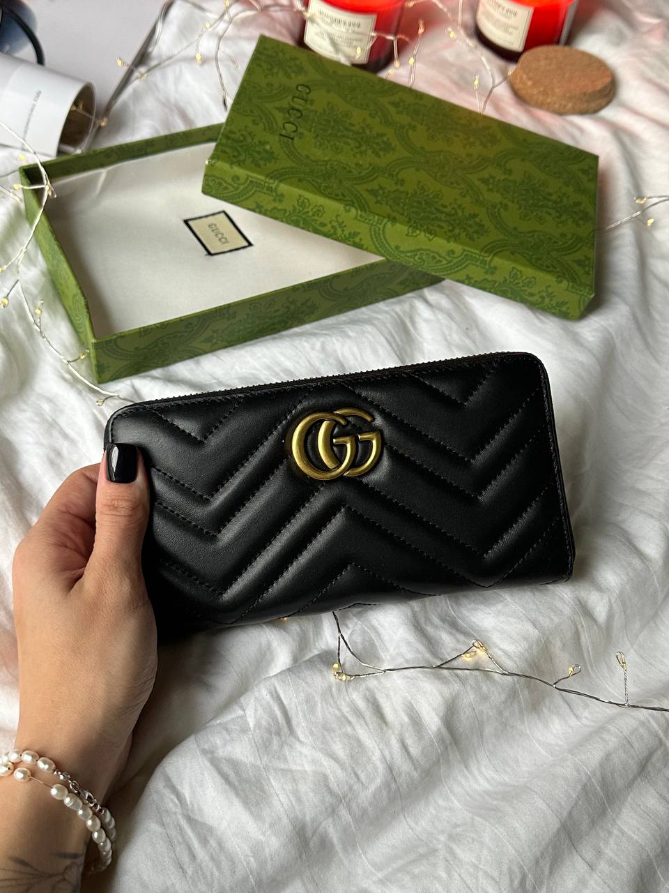 Gucci GG Marmont Zip-Around Long Wallet Black Matelasse - 2