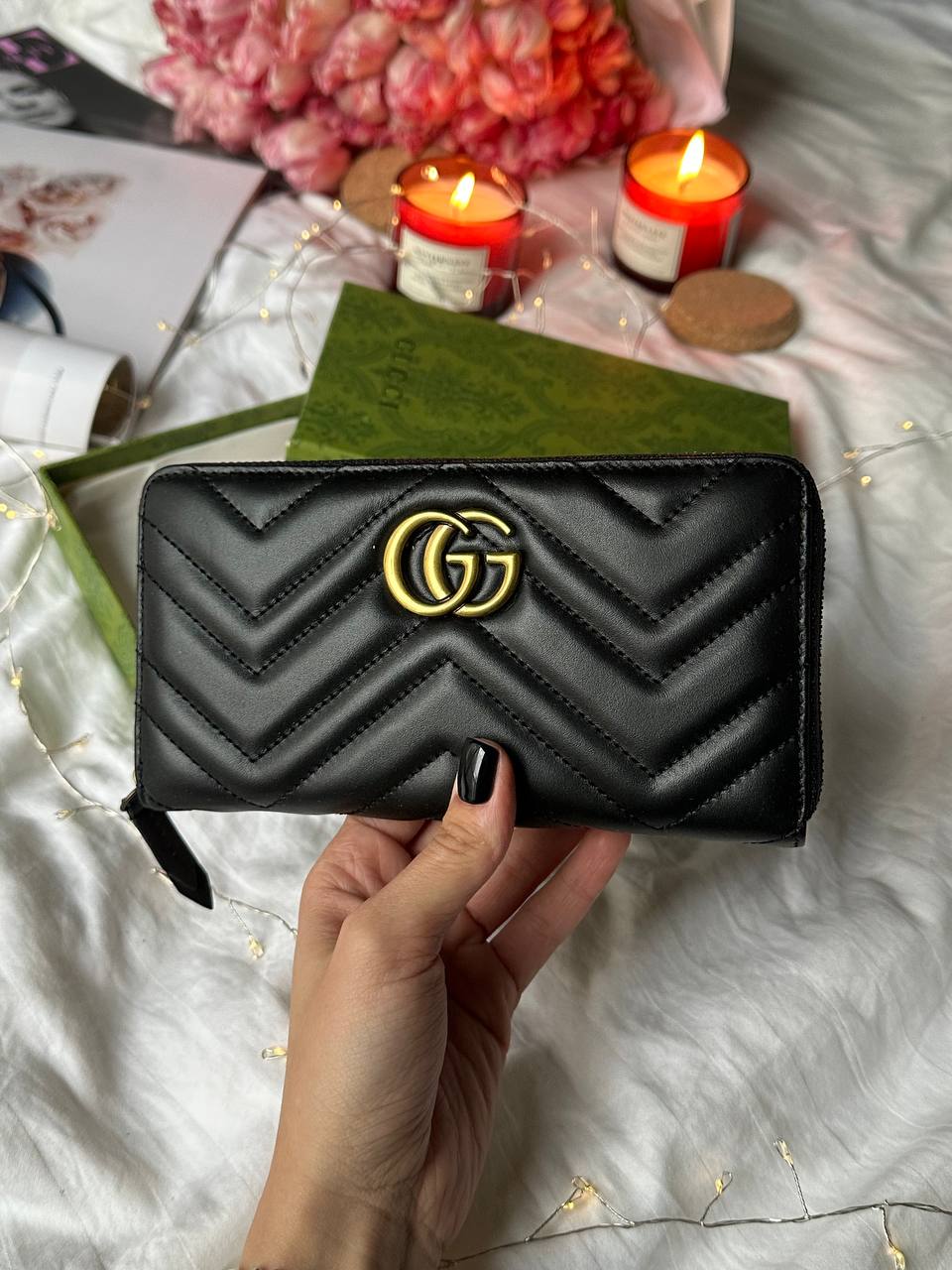 Gucci GG Marmont Zip-Around Long Wallet Black Matelasse - 5