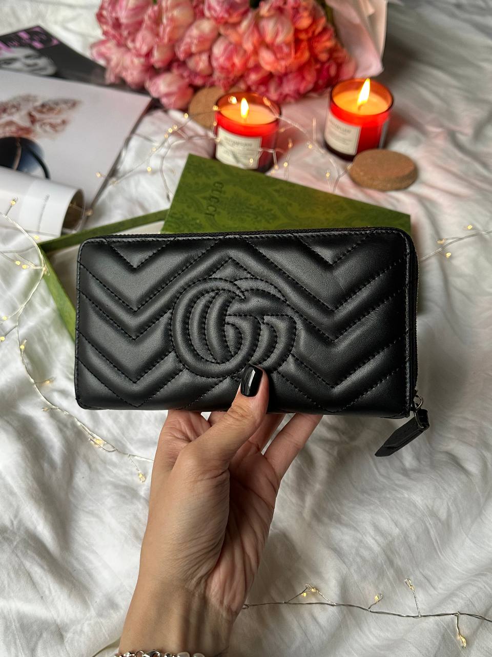 Gucci GG Marmont Zip-Around Long Wallet Black Matelasse - 7
