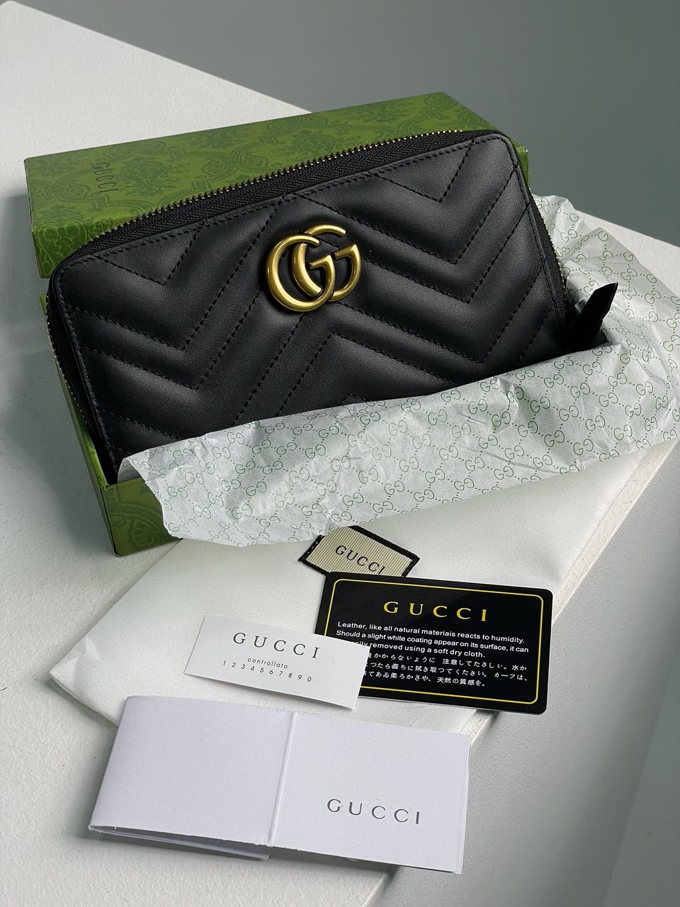 Gucci GG Marmont Zip-Around Long Wallet Black Matelasse - 2