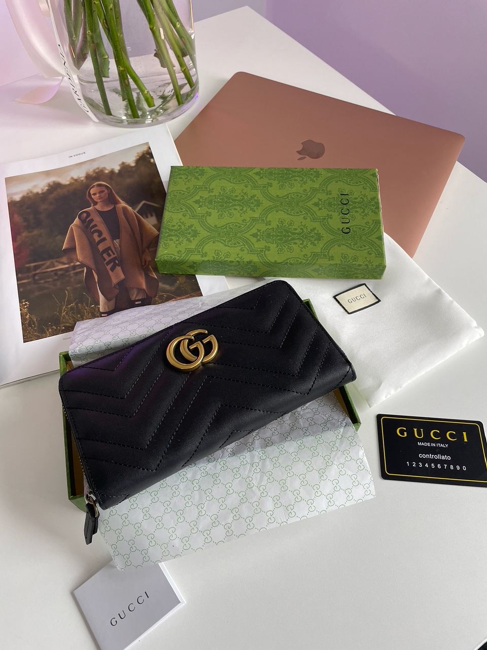 Gucci GG Marmont Zip-Around Long Wallet Black Matelasse - 6