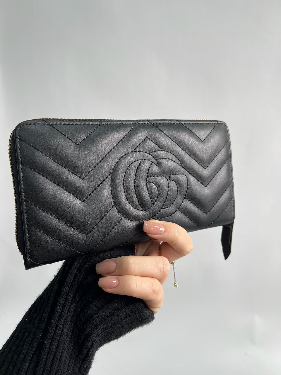 Gucci GG Marmont Zip-Around Long Wallet Black Matelasse - 9