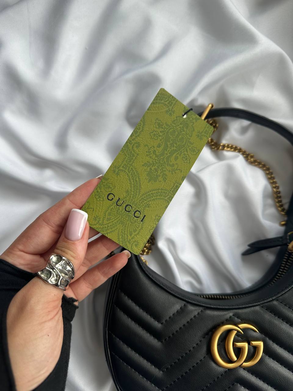 Gucci Half Moon Marmont Leather Shoulder Bag - 4